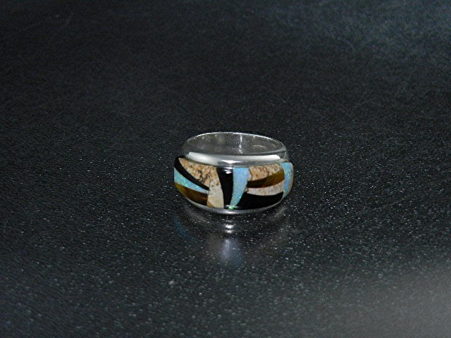 Native American Calvin Begay Sterling Silver Inlay Ring