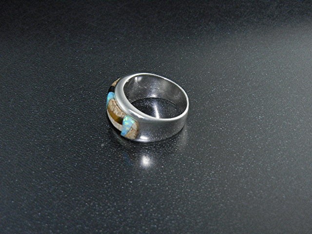 Native American Calvin Begay Sterling Silver Inlay Ring