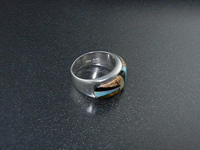 Native American Calvin Begay Sterling Silver Inlay Ring