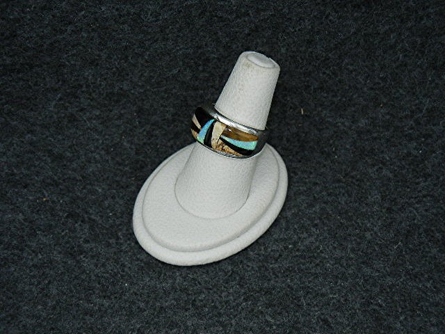 Native American Calvin Begay Sterling Silver Inlay Ring