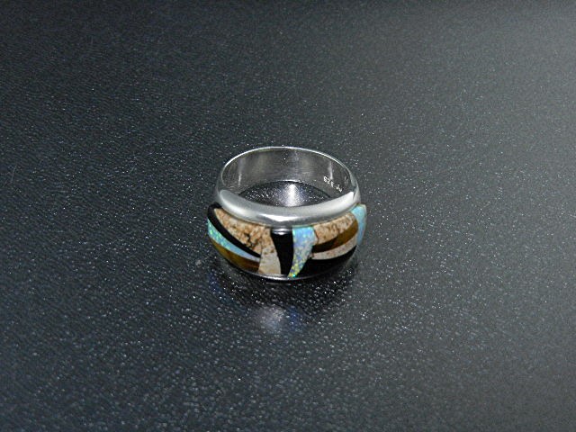 Native American Calvin Begay Sterling Silver Inlay Ring