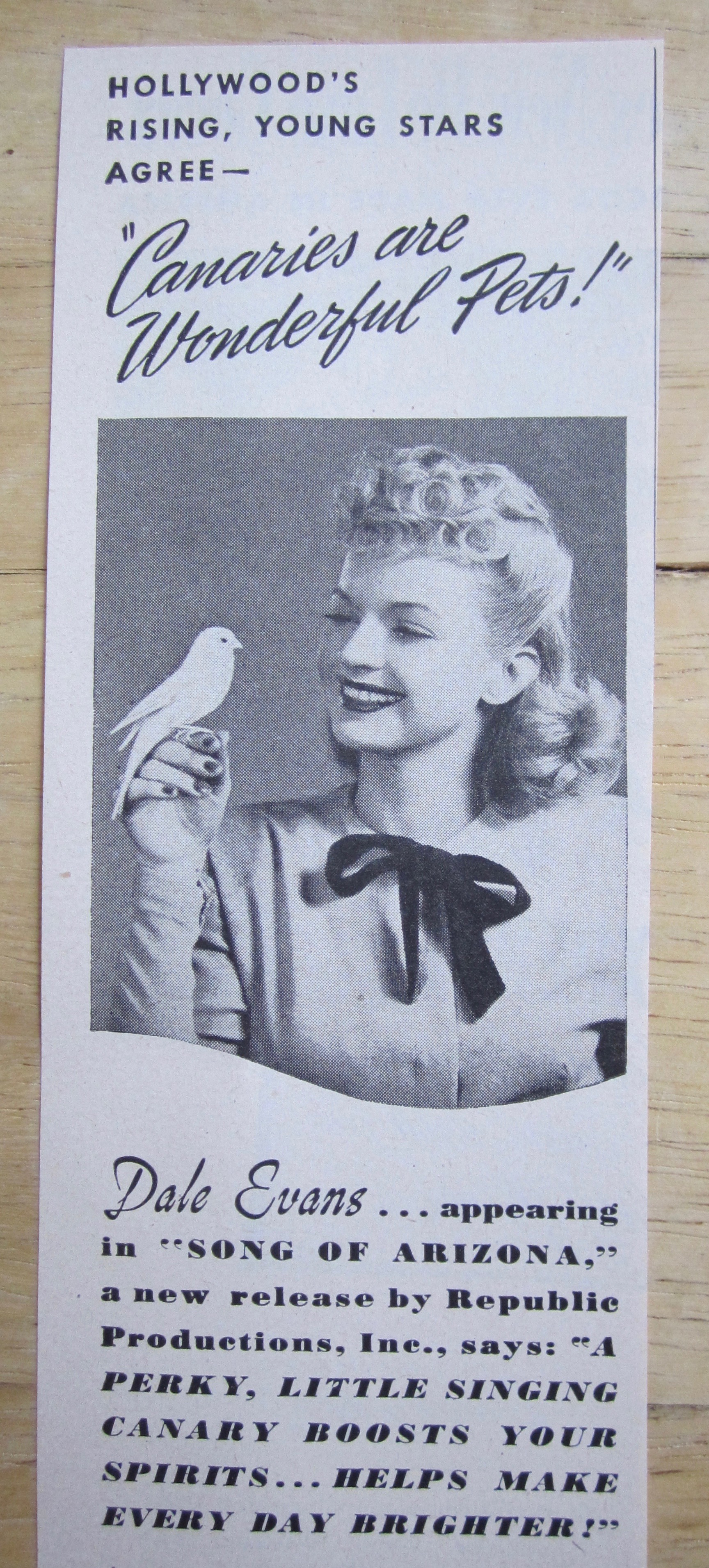 1946 French's Bird Seed with Dale Evans & Canary