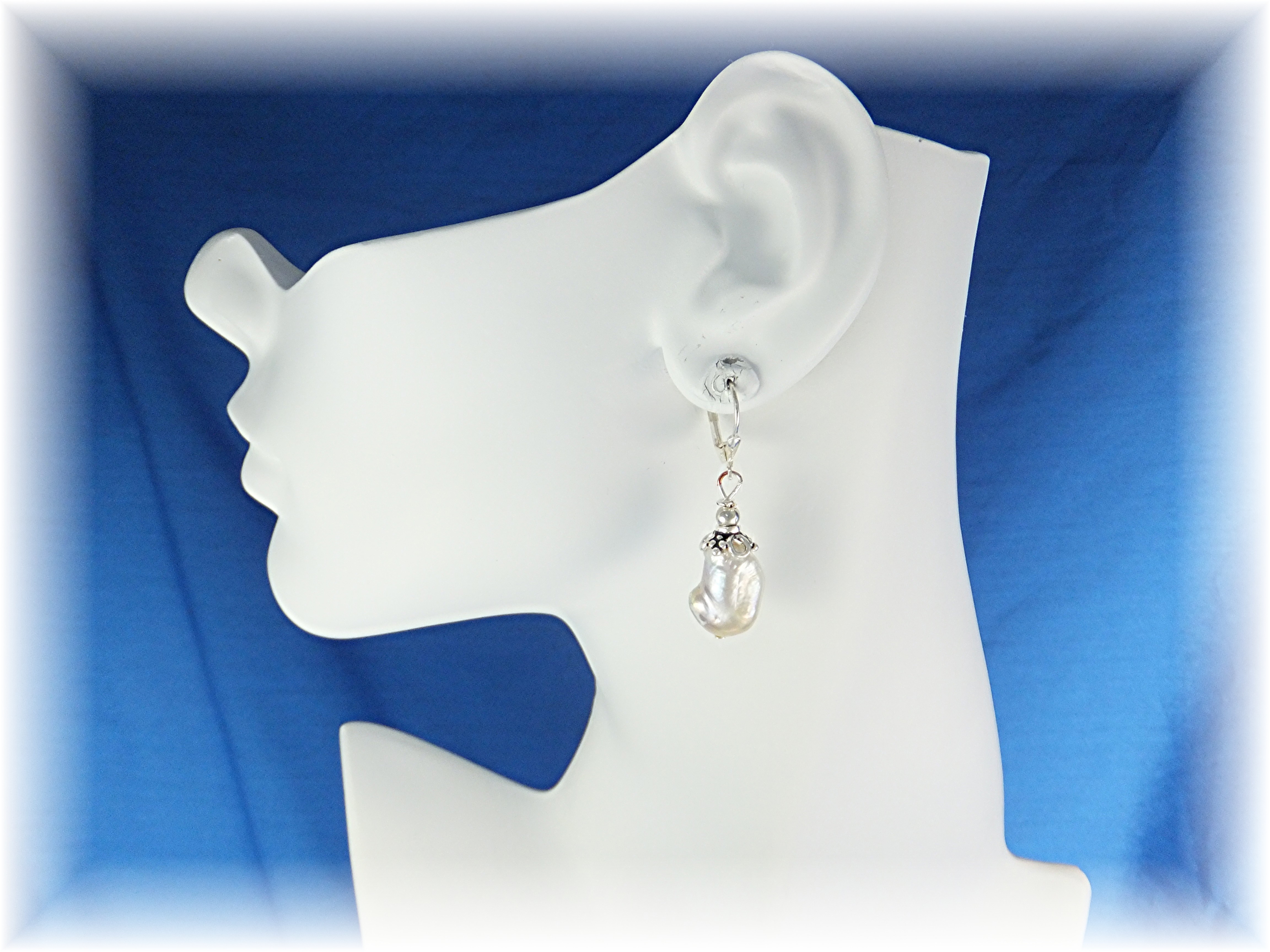 Earrings Sterling Silver  Baroque Pearl Leverback