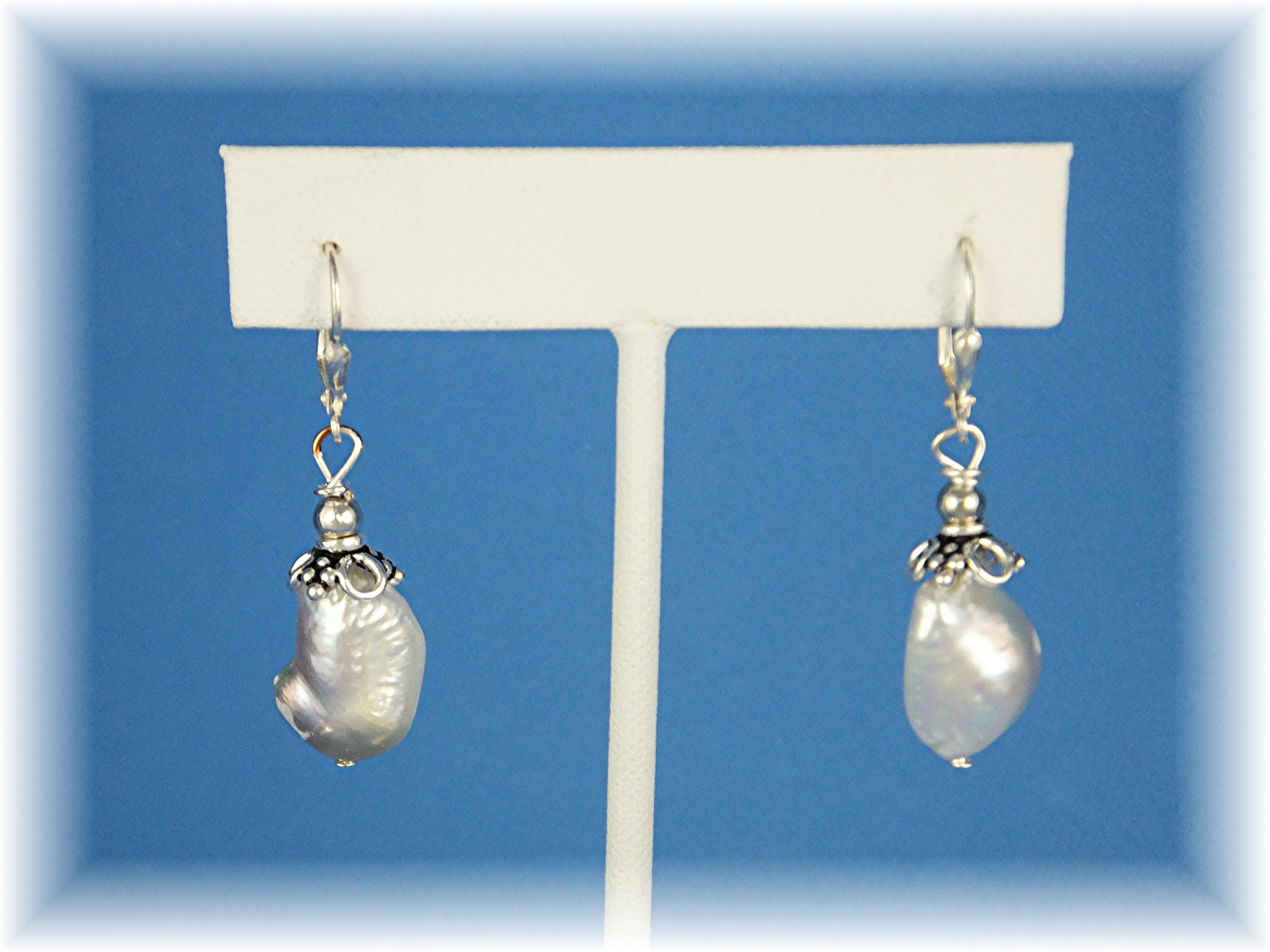 Earrings Sterling Silver  Baroque Pearl Leverback