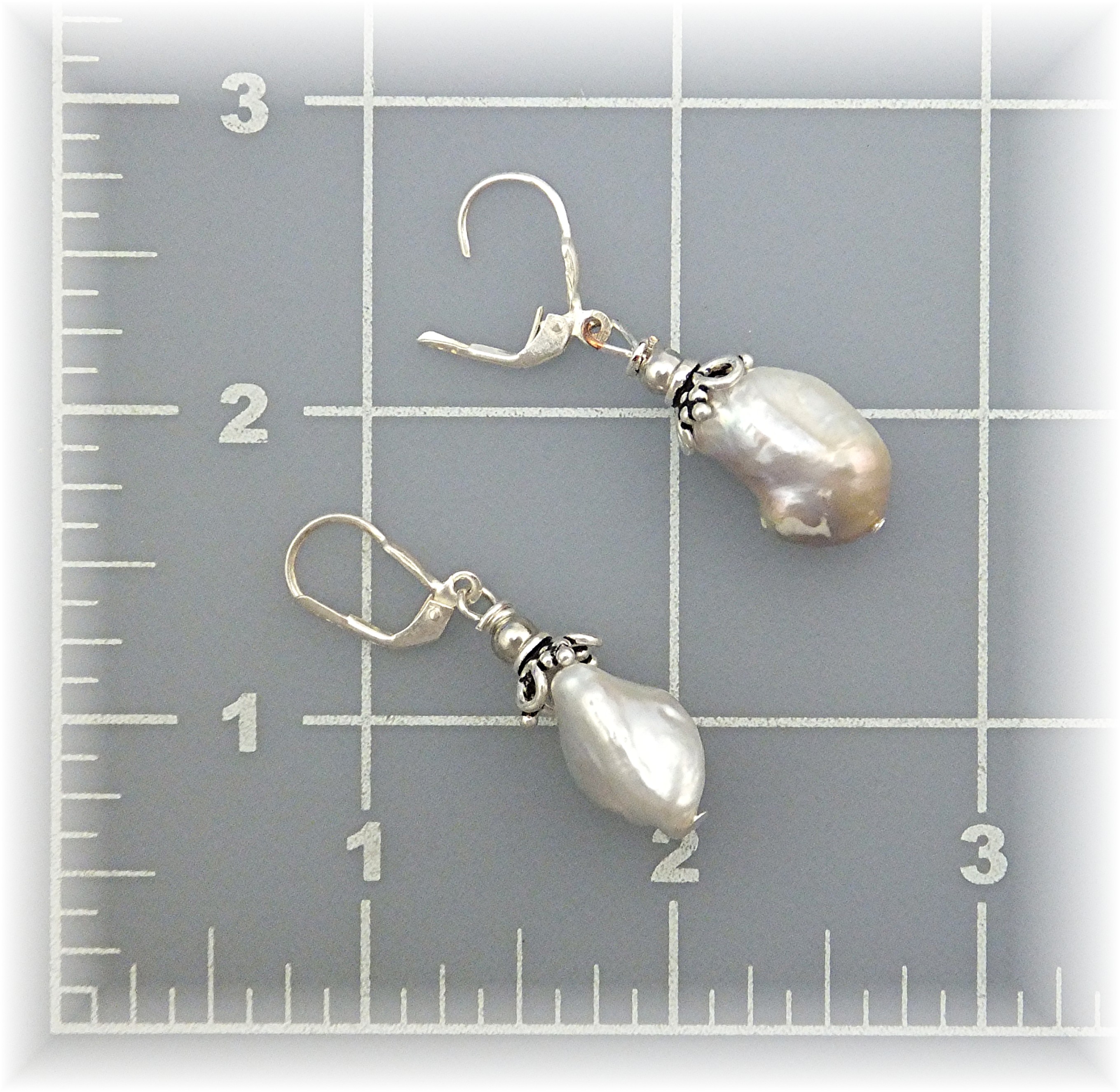 Earrings Sterling Silver  Baroque Pearl Leverback