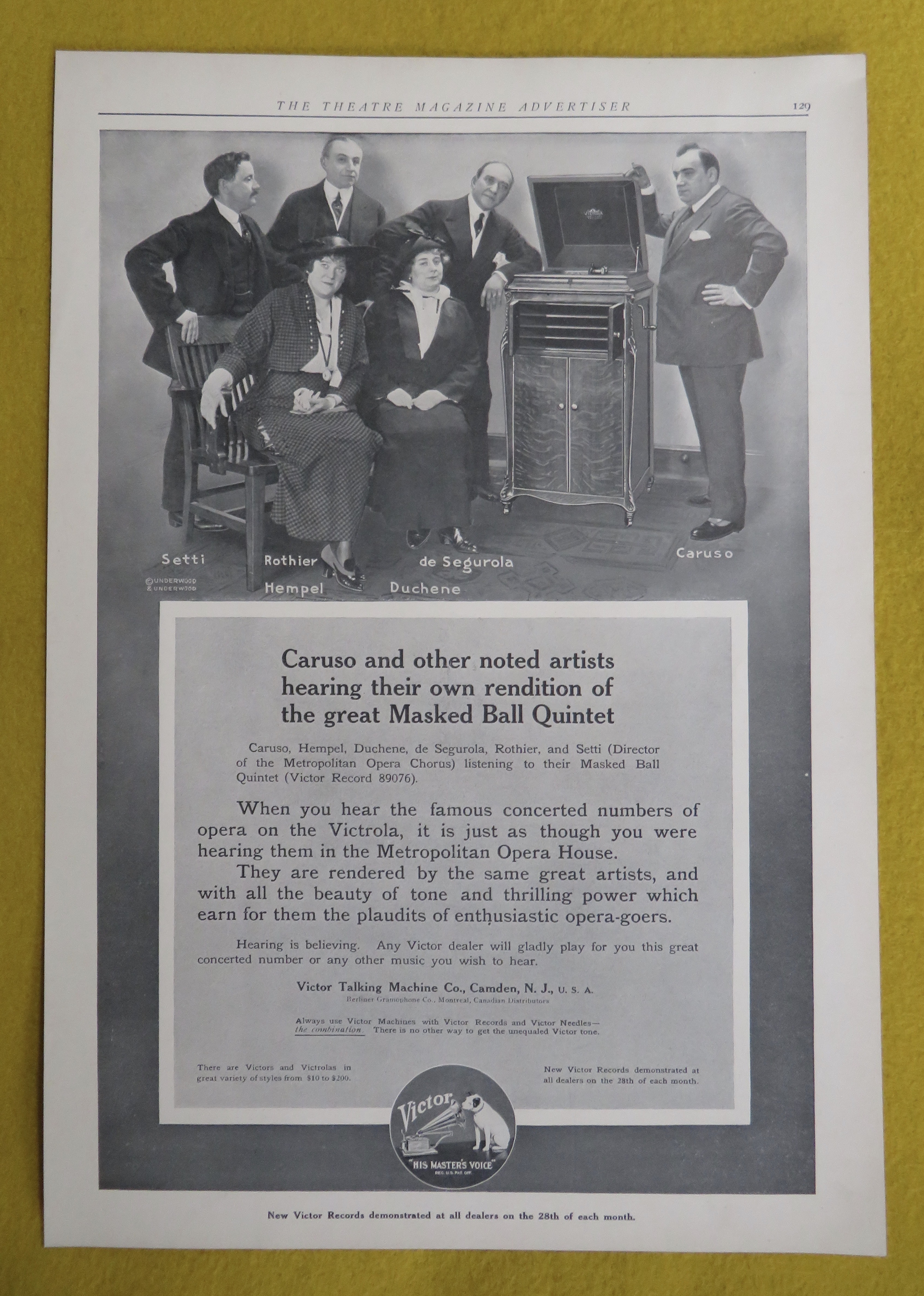 1914 Victor Talking Machine with Victrola with Caruso