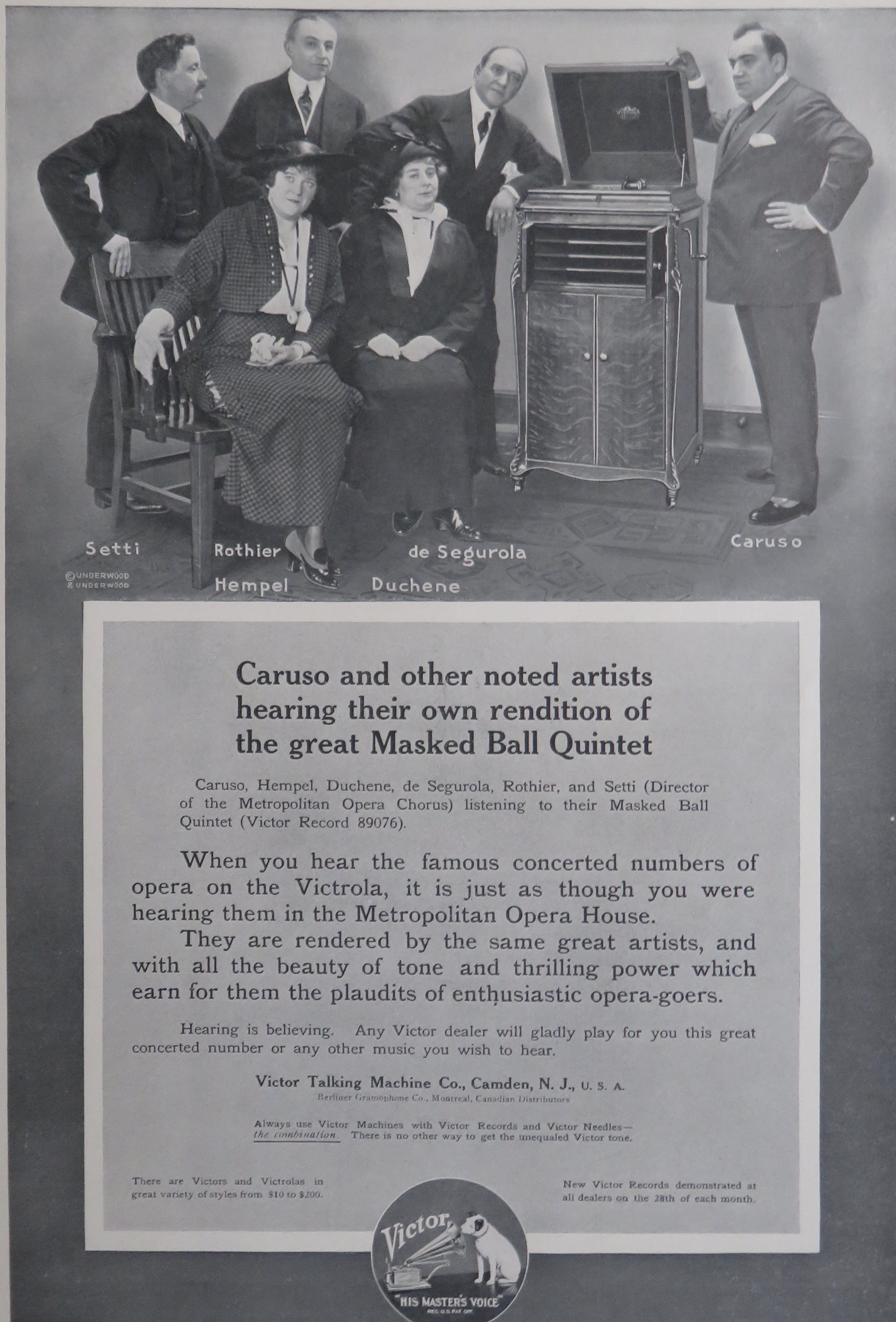 1914 Victor Talking Machine with Victrola with Caruso