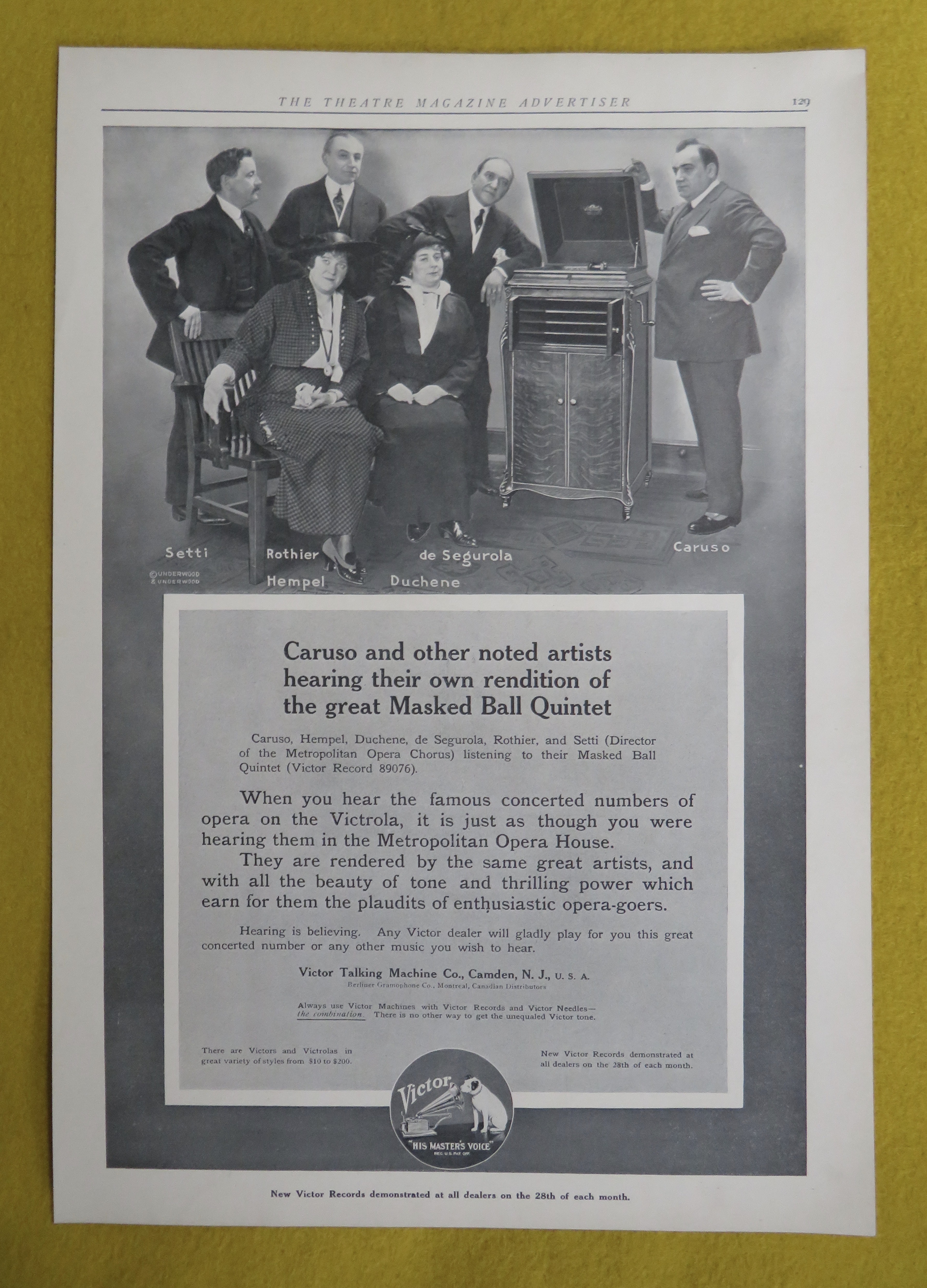 1914 Victor Talking Machine with Victrola with Caruso