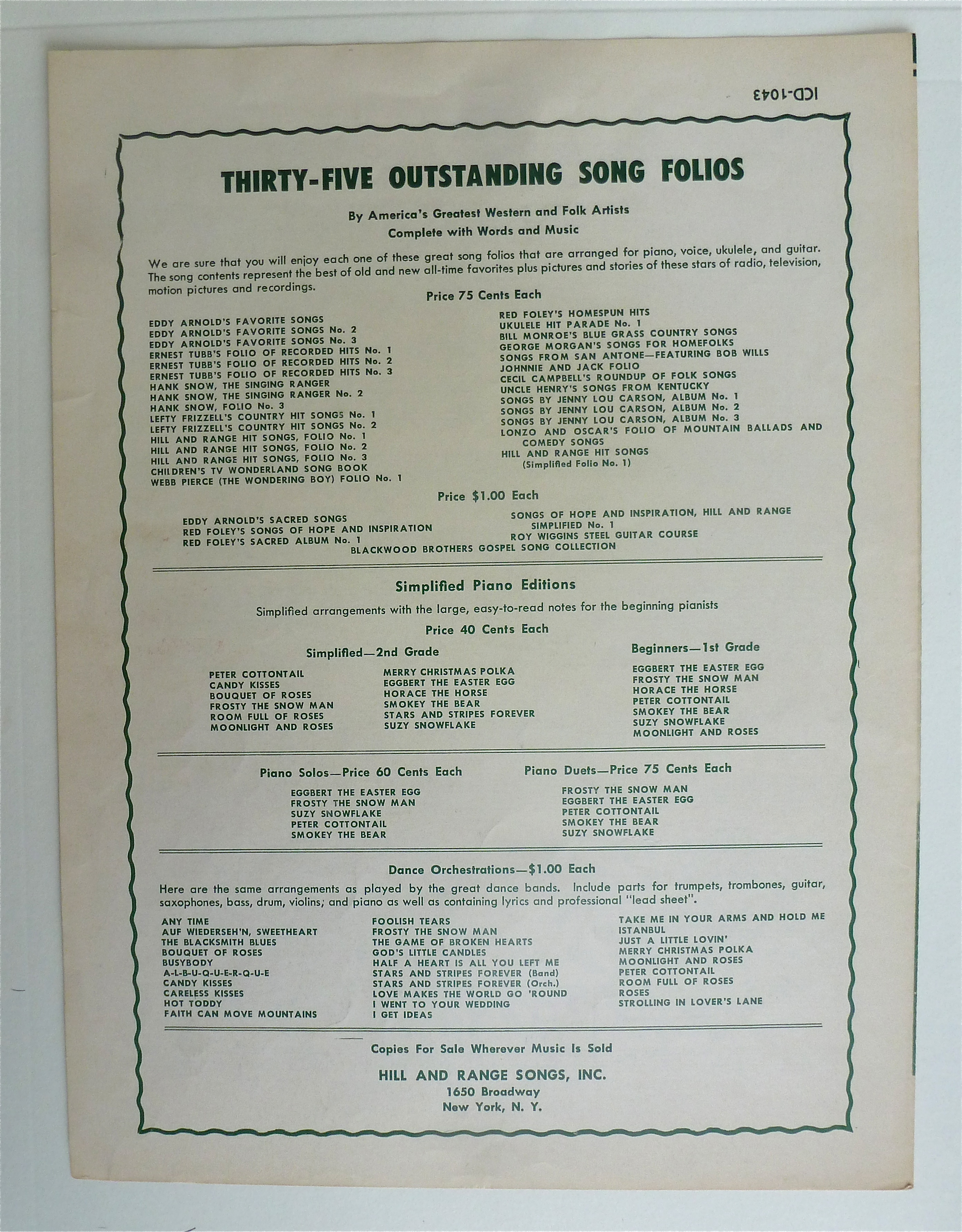 Sheet Music For 1954 Here