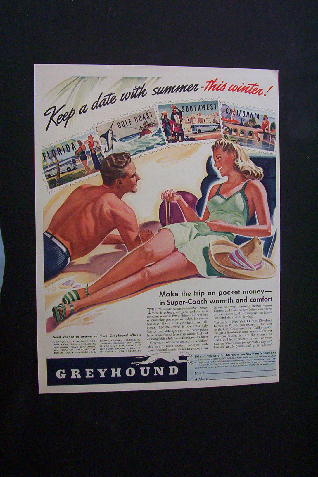1941 Dual Ad: Johnnie Walker Black & Greyhound