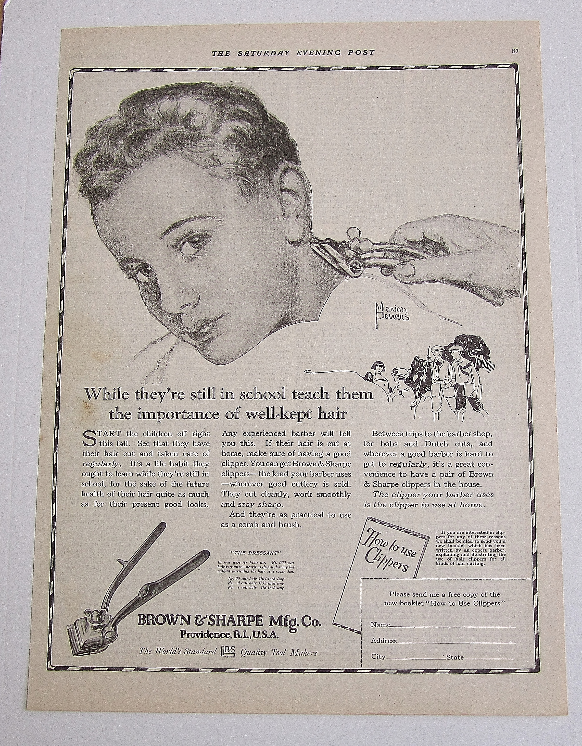 1923 Brown & Sharpe Clippers With Boy By Marion Powers