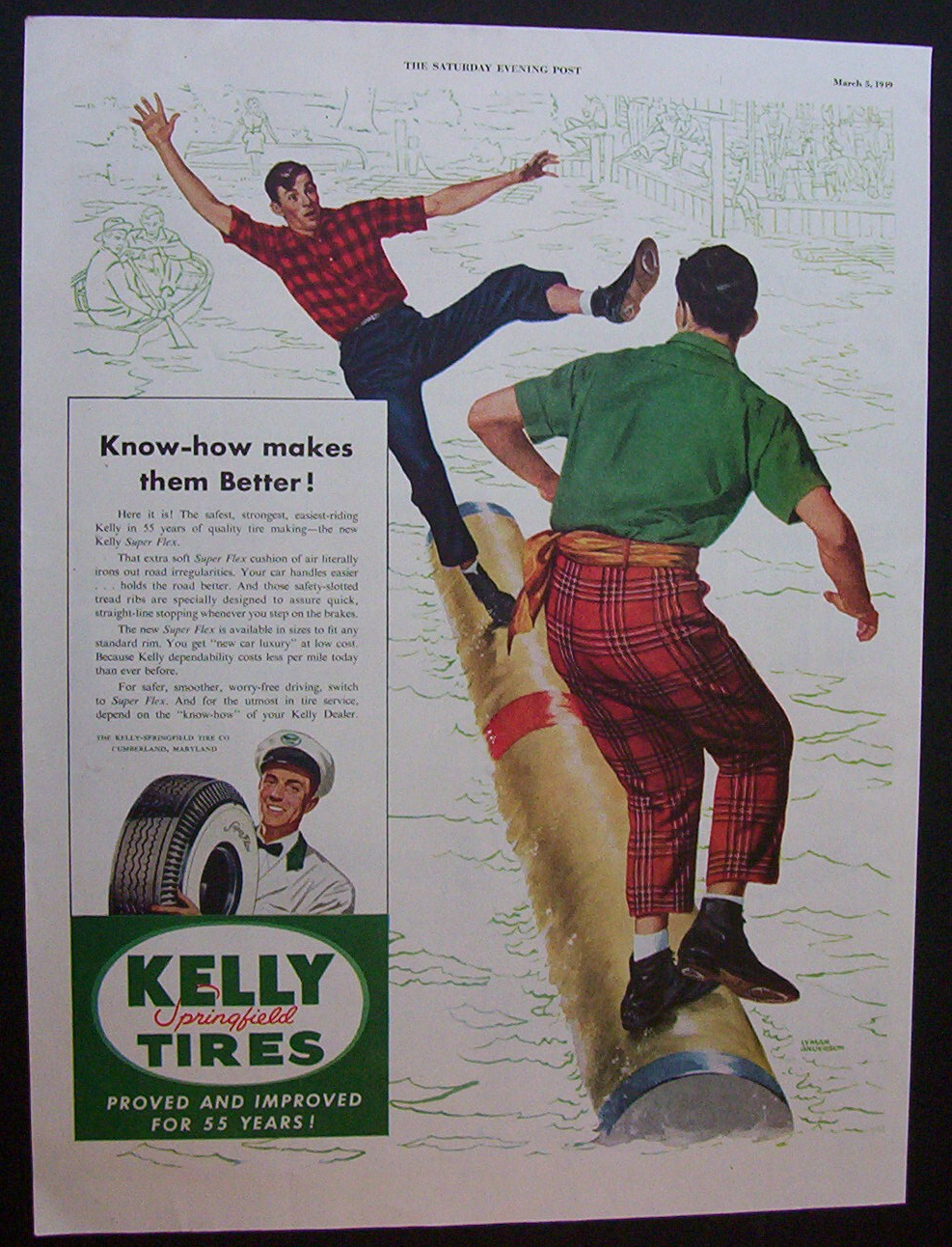 1949 Dual Ad: Kelly Tires  & Lincoln  Cars