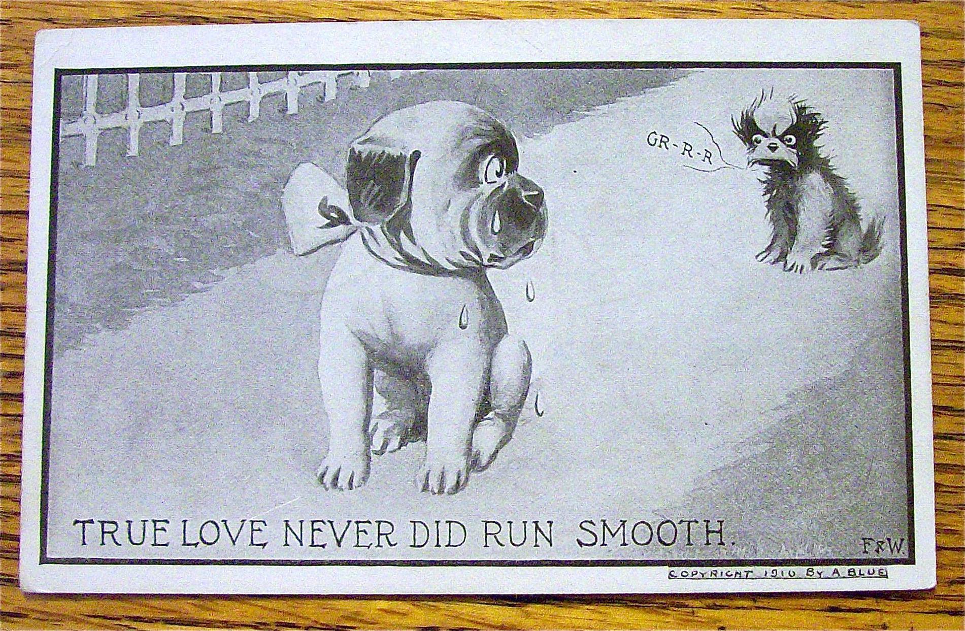 Puppy With A Bow Crying Postcard