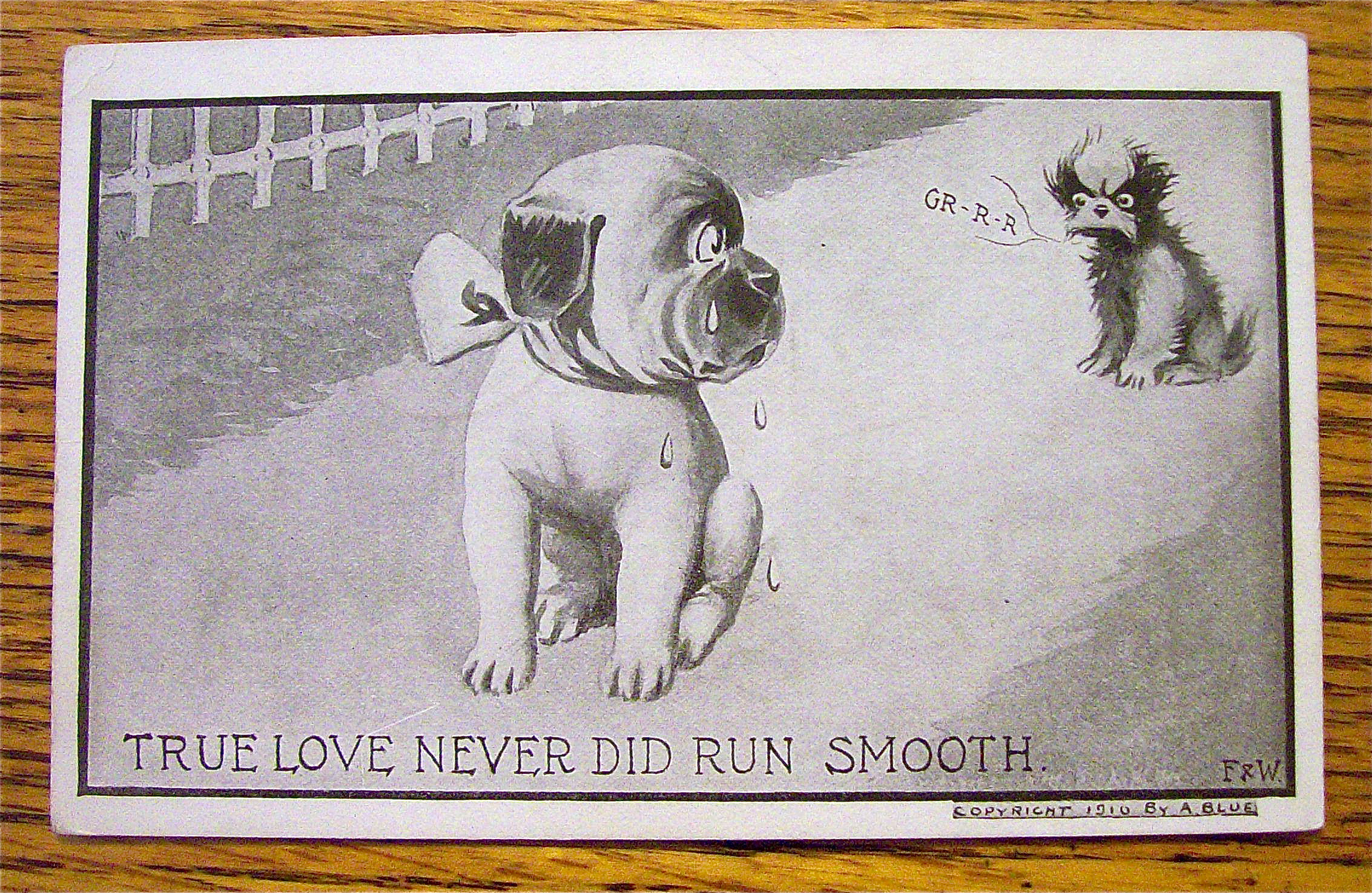 Puppy With A Bow Crying Postcard
