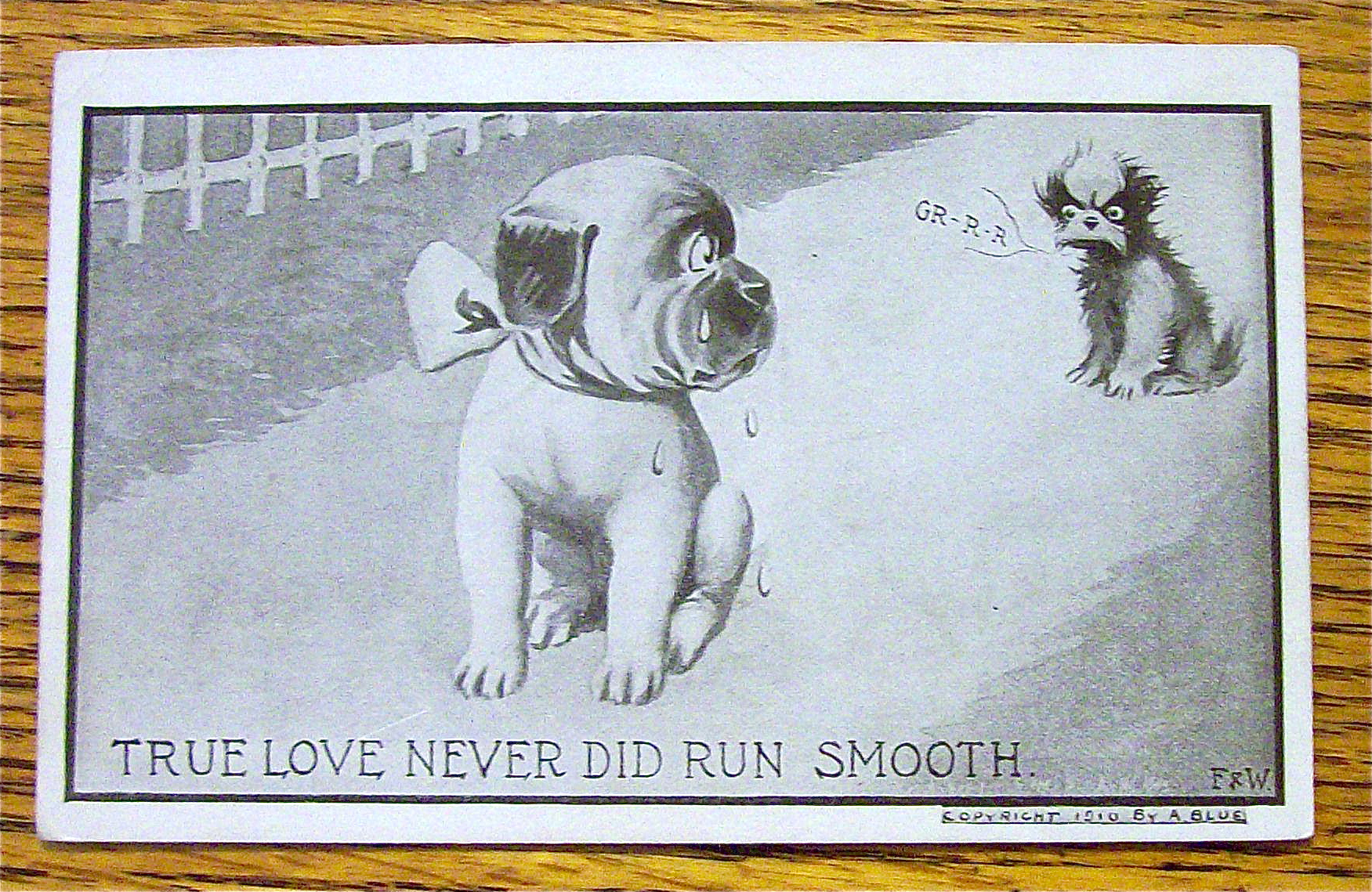 Puppy With A Bow Crying Postcard