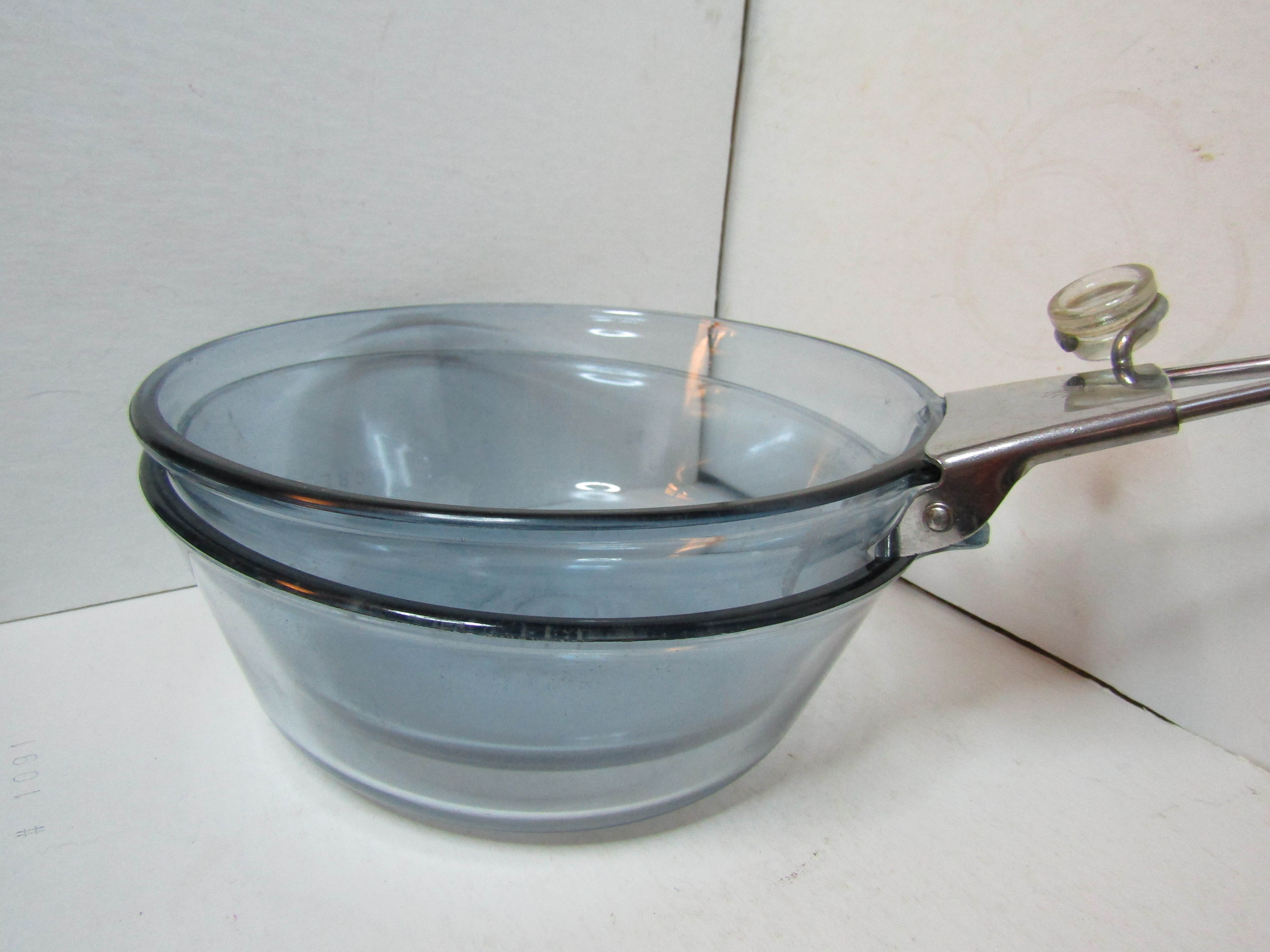 Vintage Pyrex Blue Flameware Three Piece Pan Set