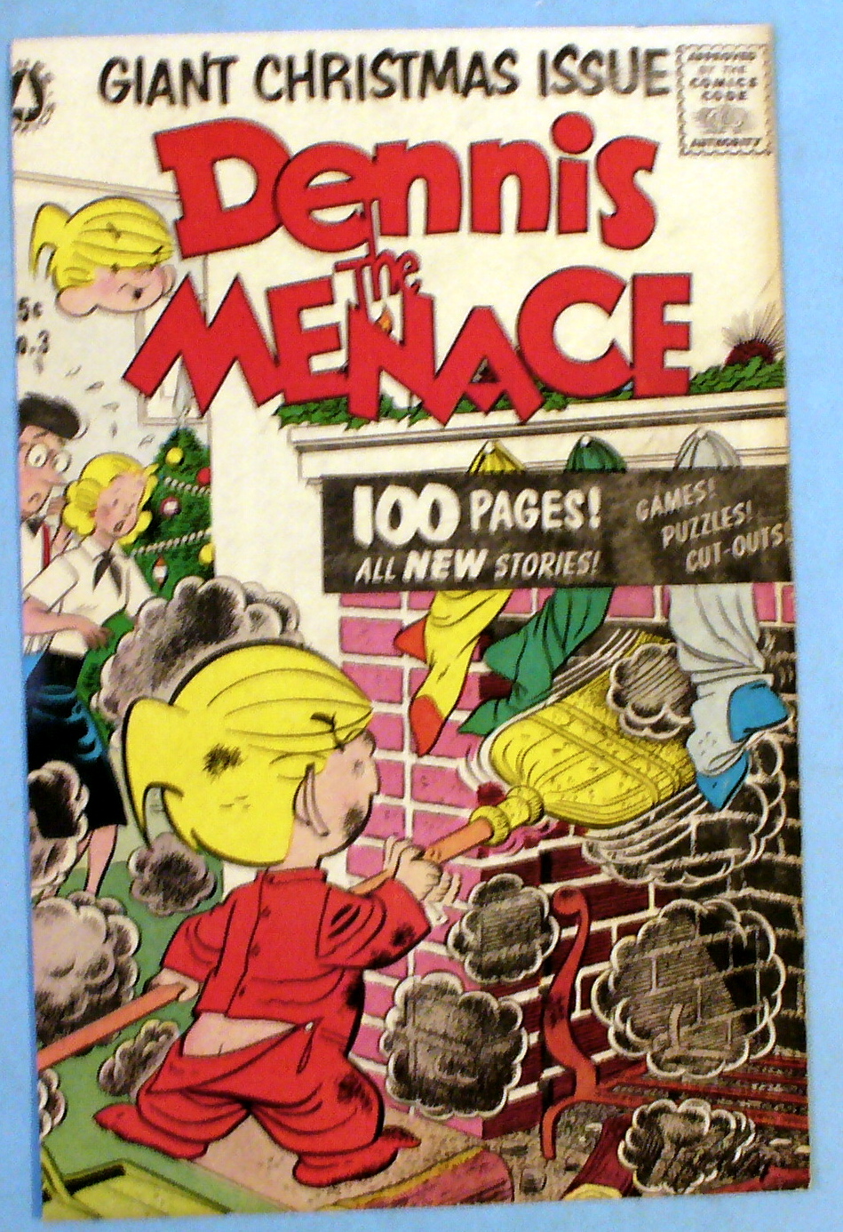 Dennis the Menace-1956 Comic Cover-Dennis & Fireplace