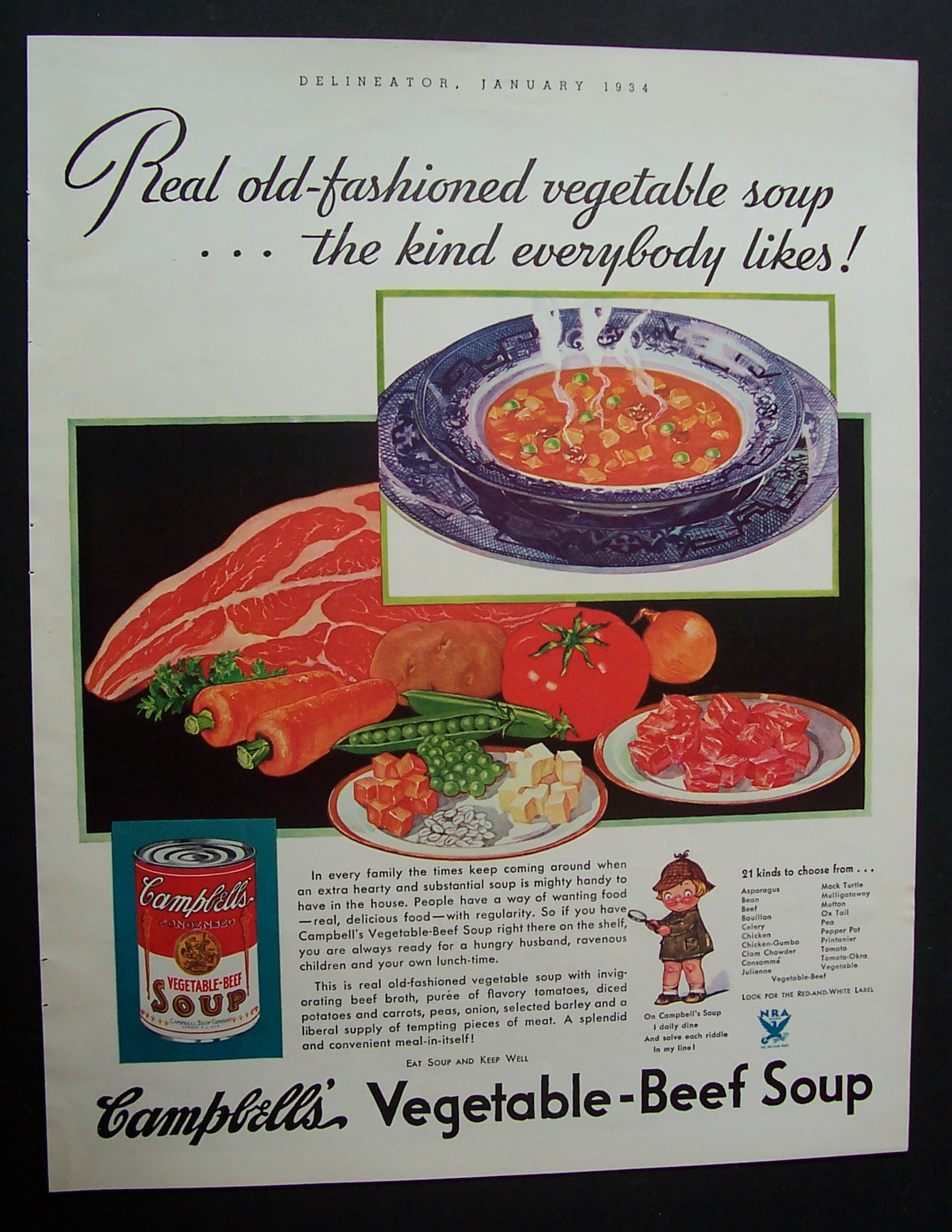 1934  Campbell's  Vegetable - Beef  Soup