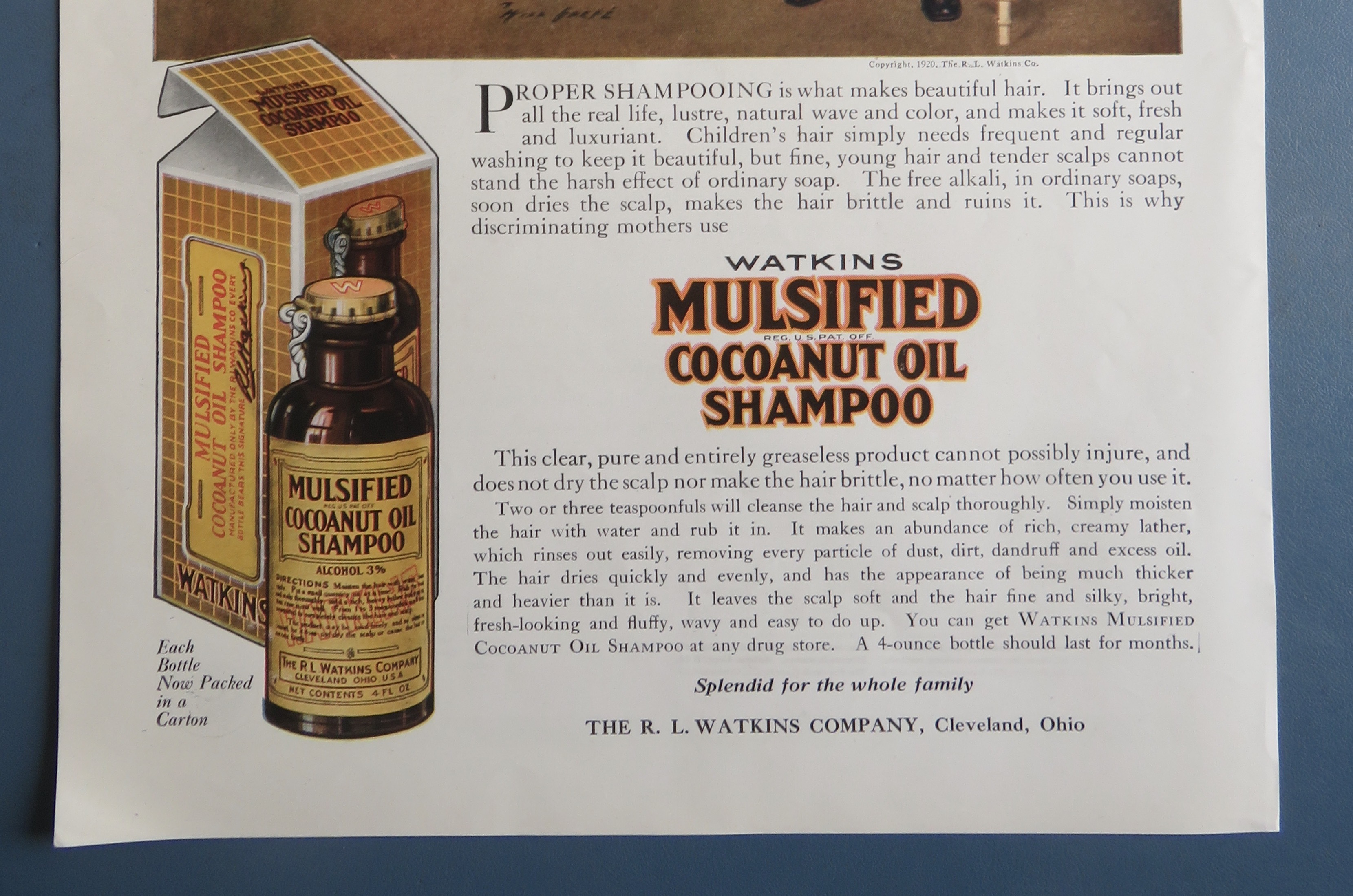 1920 Watkins Mulsified Cocoanut Oil Shampoo w/ Woman