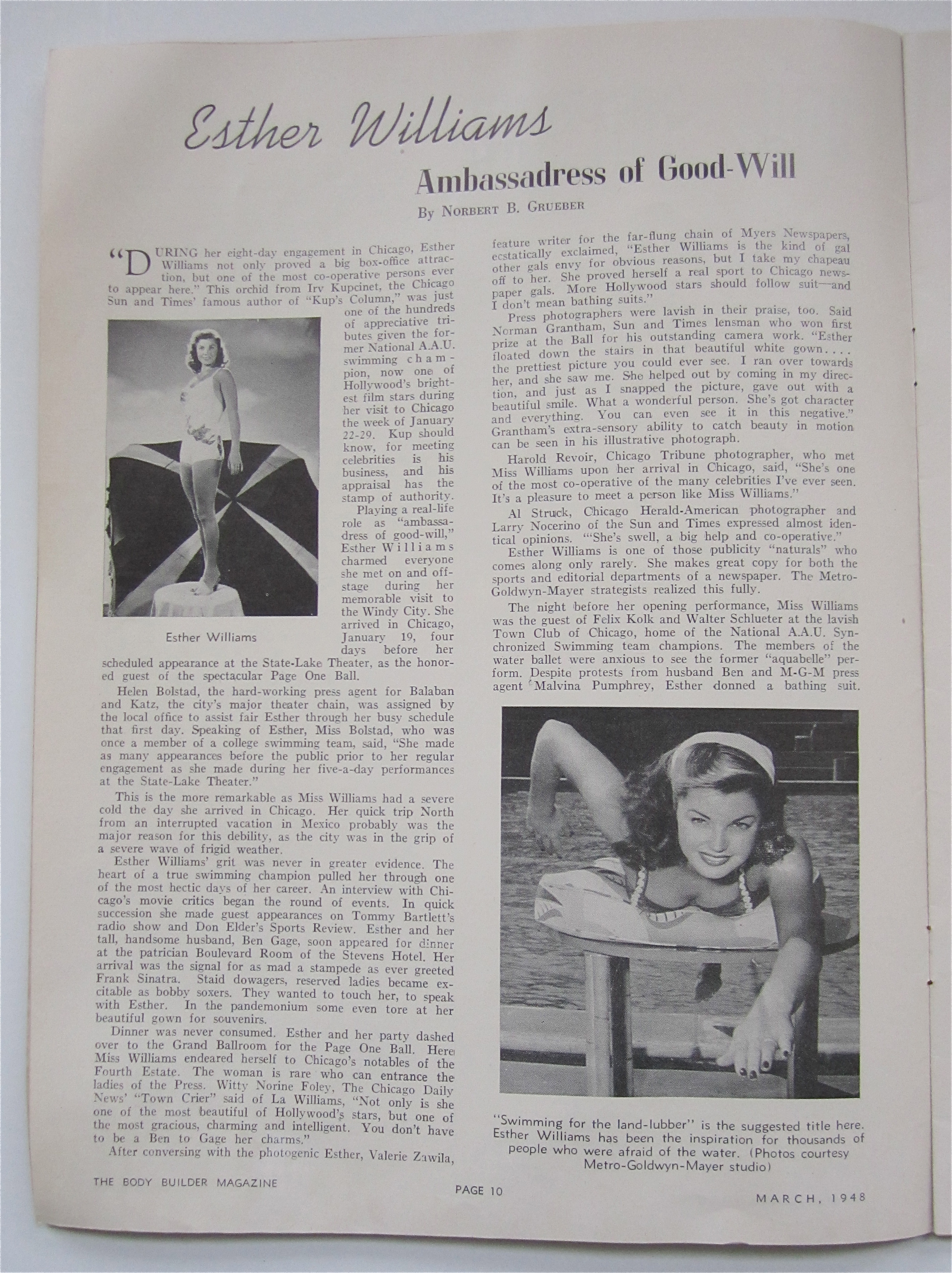 Body Builder Magazine March 1948 Esther Williams