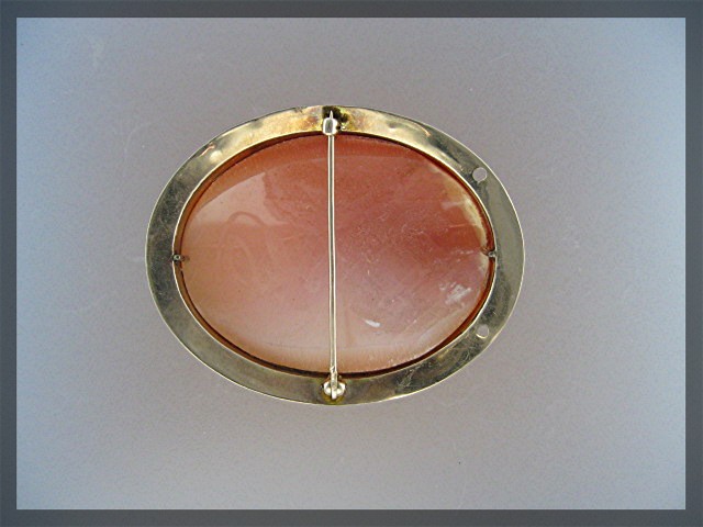 14K Gold Shell Cameo Brooch