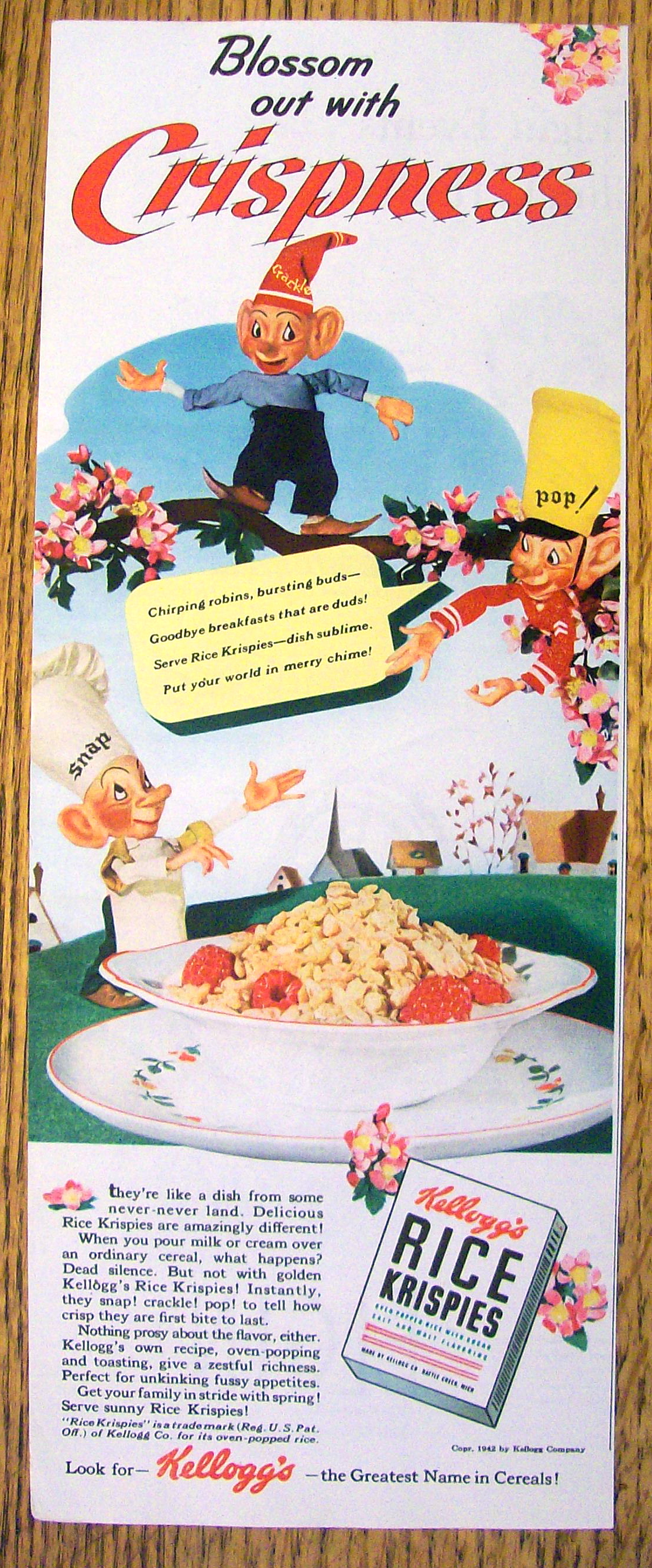 1942 Kellogg's Rice Krispies with Snap, Crackle & Pop