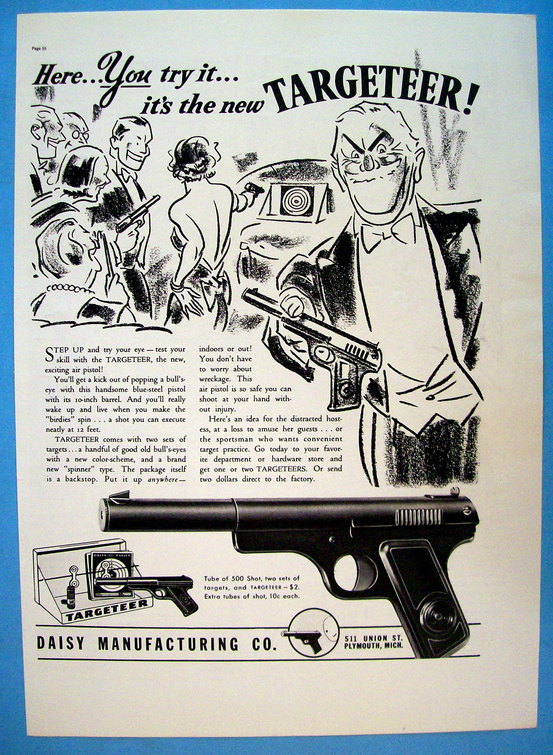 1937 Targeteer Air Pistol with Man Smiling