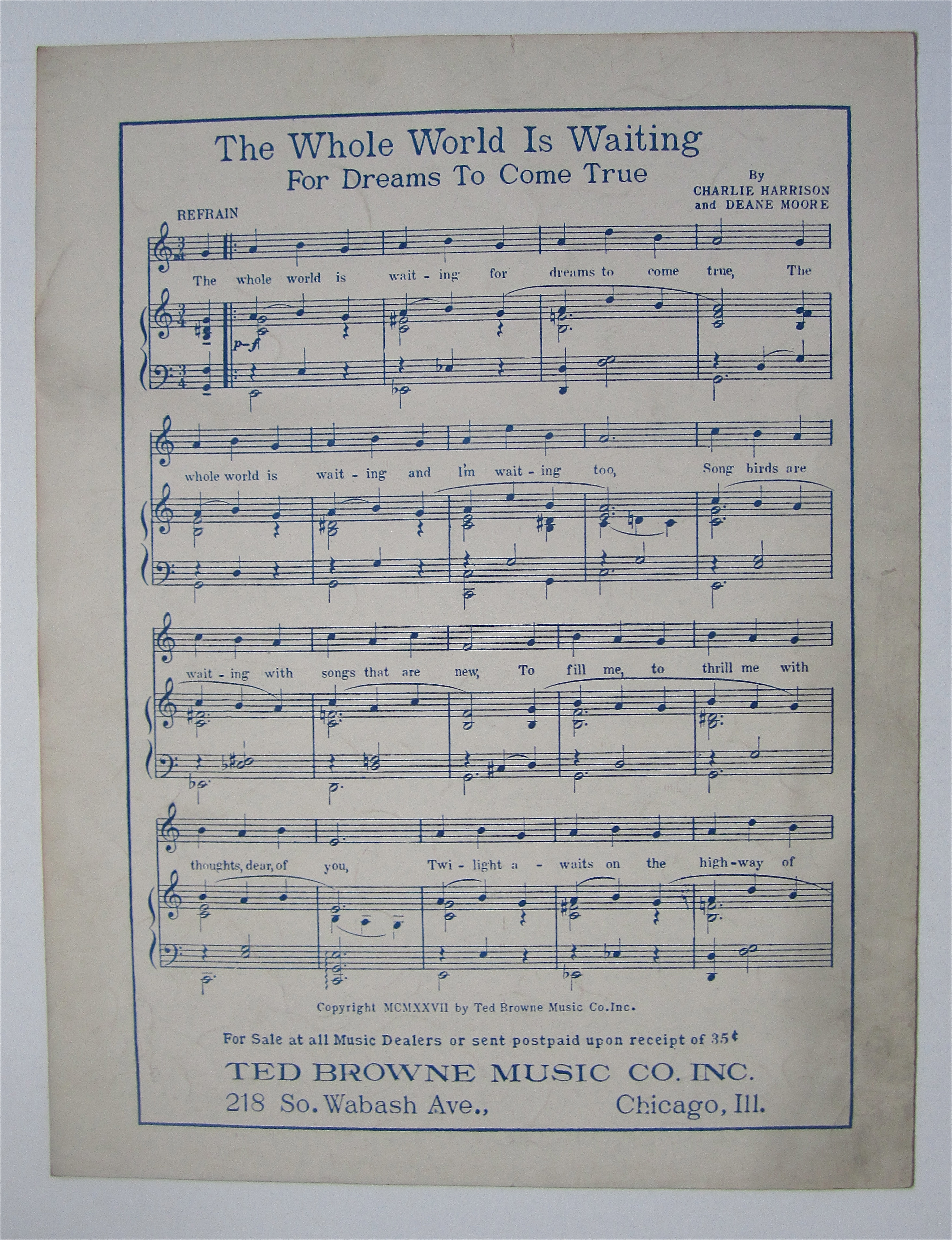 Sheet Music 1927 Our Bungalow Of Dreams