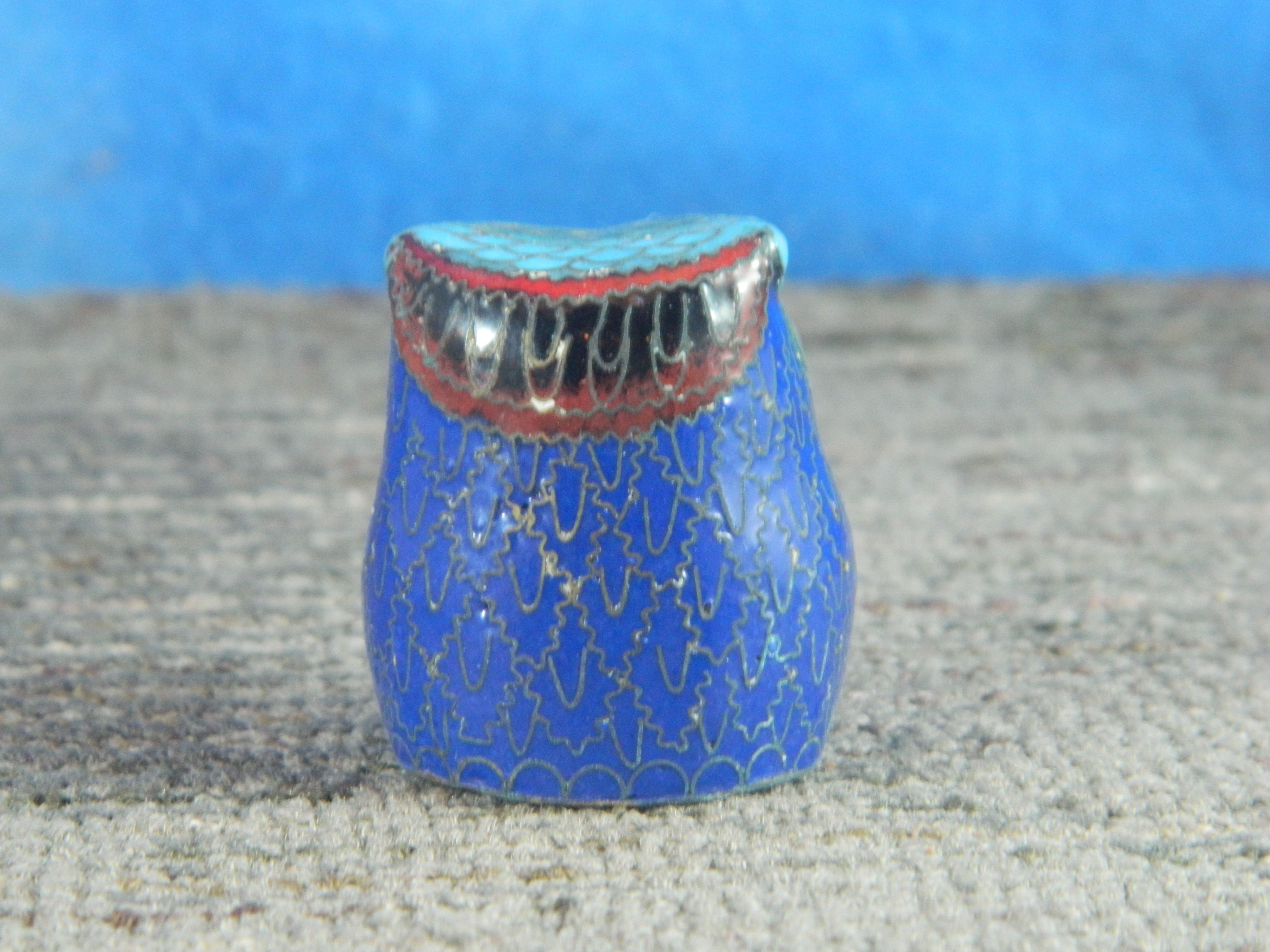 Cloisonné Enameled Brass Miniature Owl