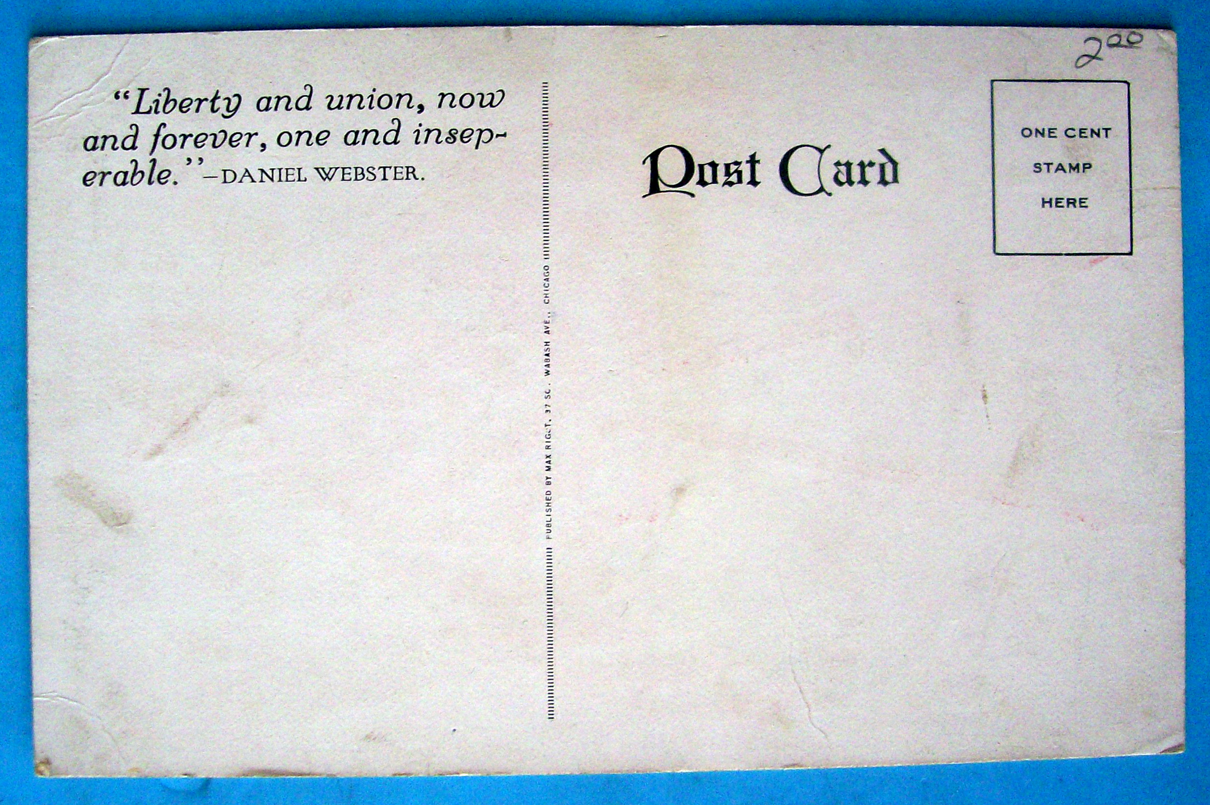 Stars & Stripes Forever Postcard with 2 Flags Crossed