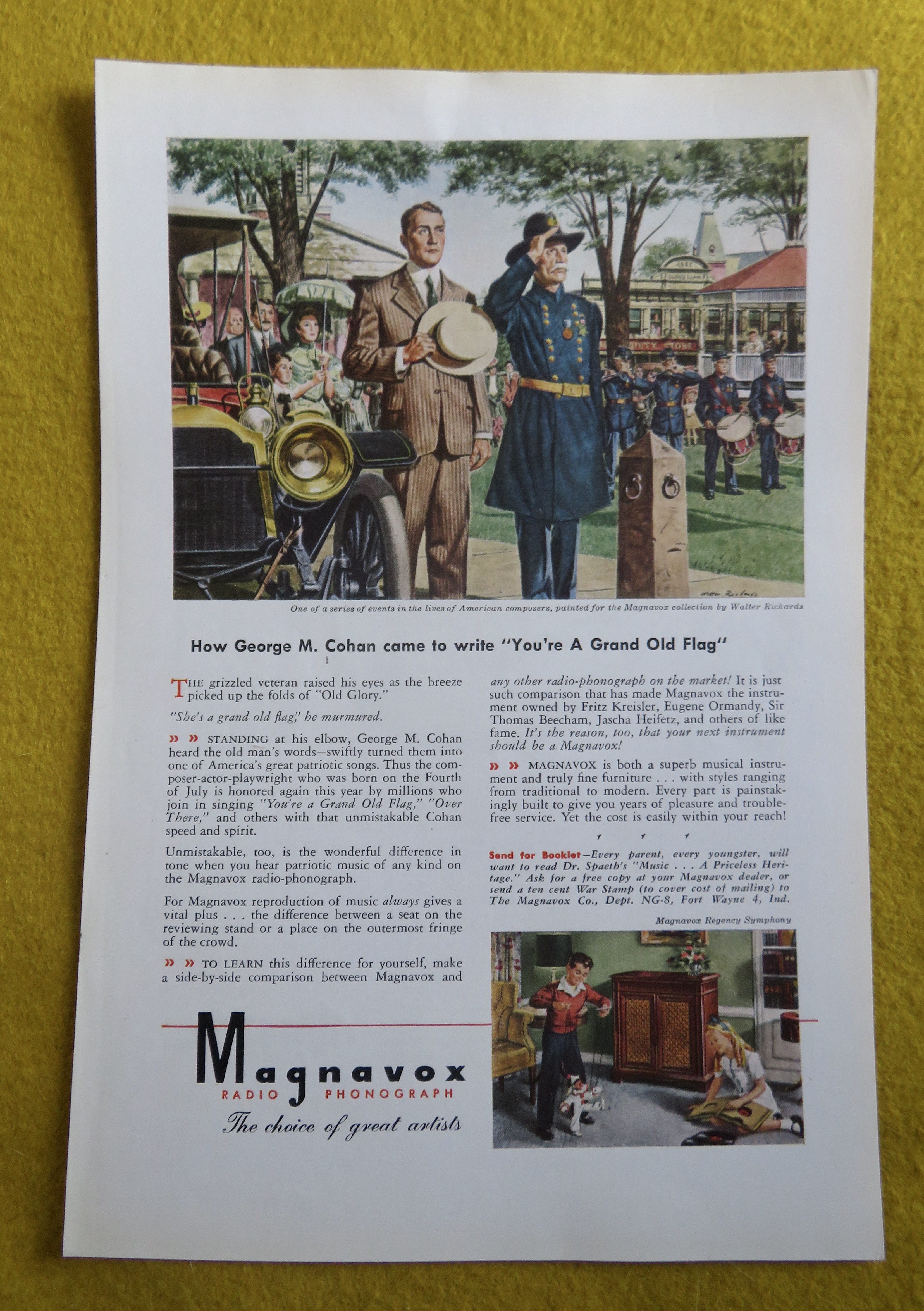 1945 Magnavox Radio Phonograph with George M Cohan