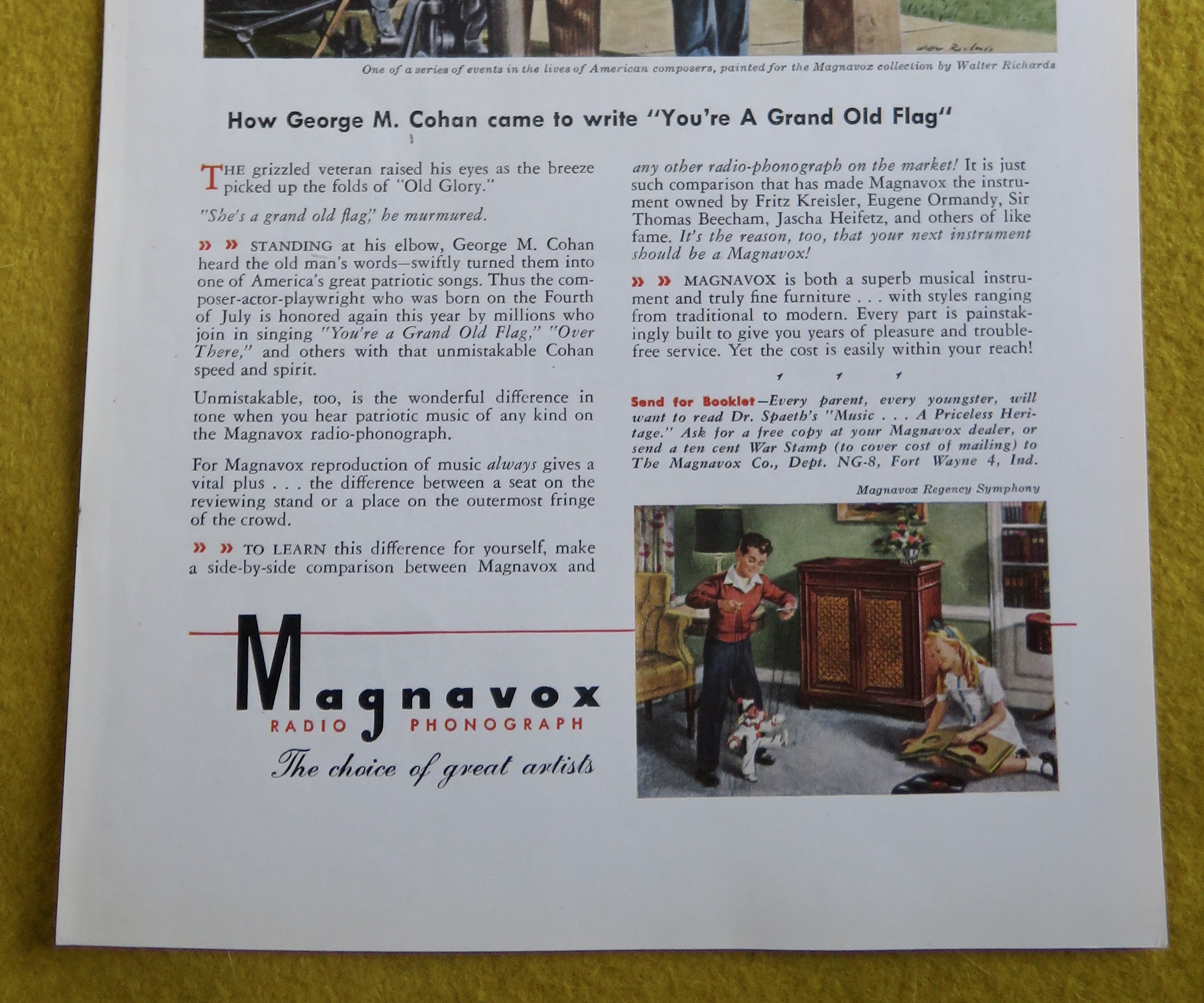 1945 Magnavox Radio Phonograph with George M Cohan