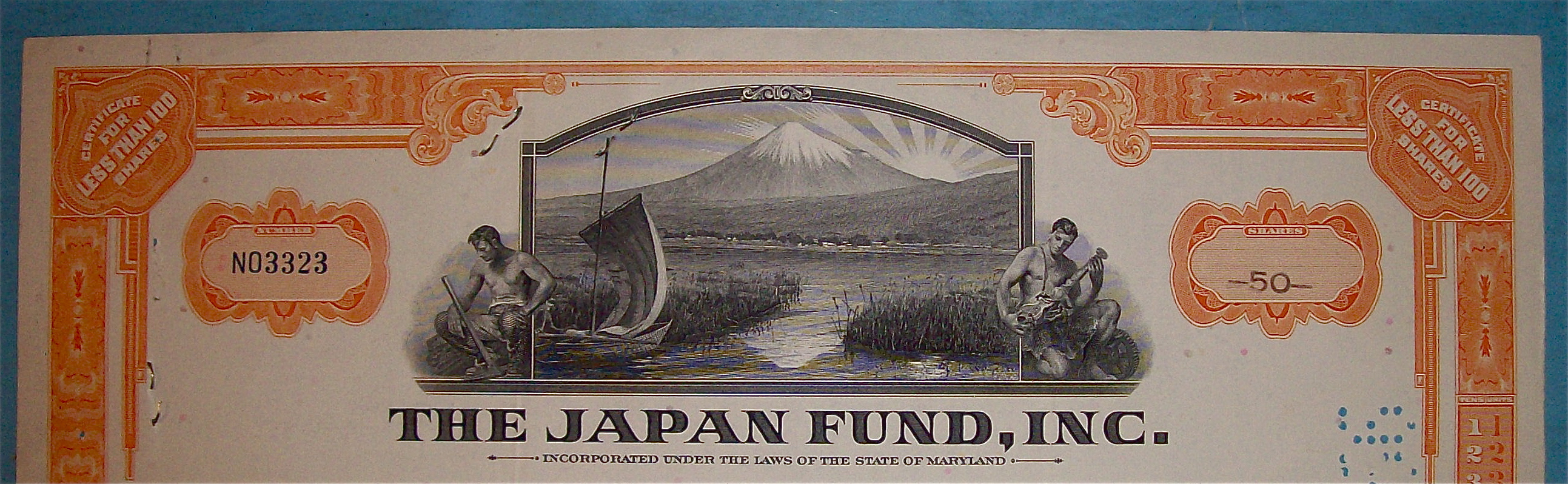 1962 Japan Fund Stock Certificate