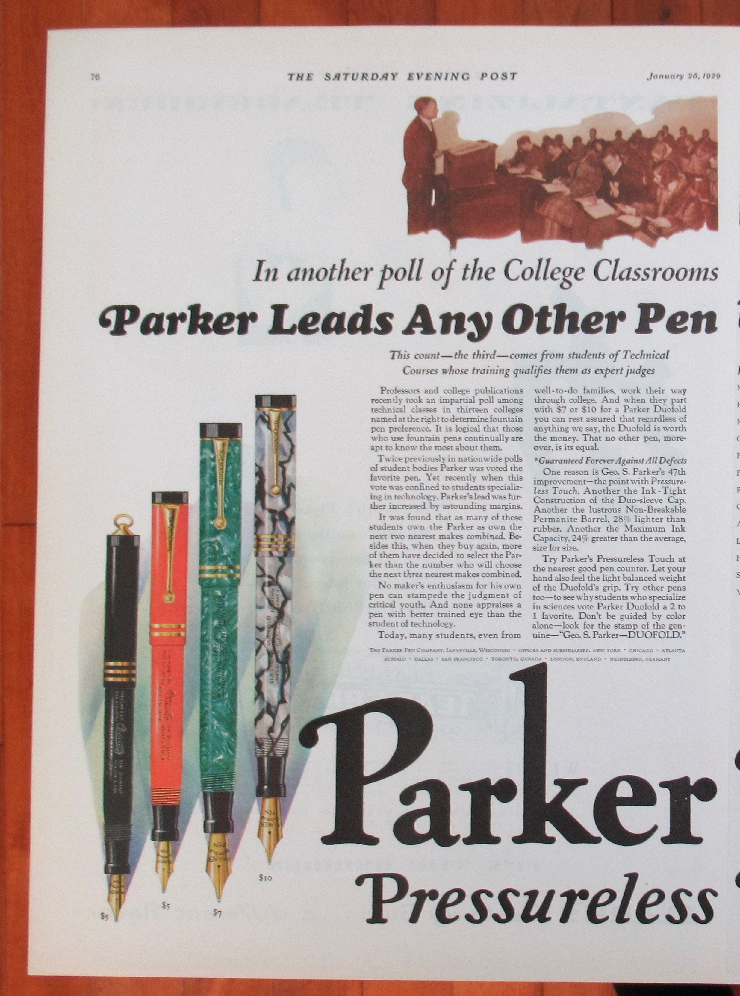 1929 Parker Pens with Duofold Pen