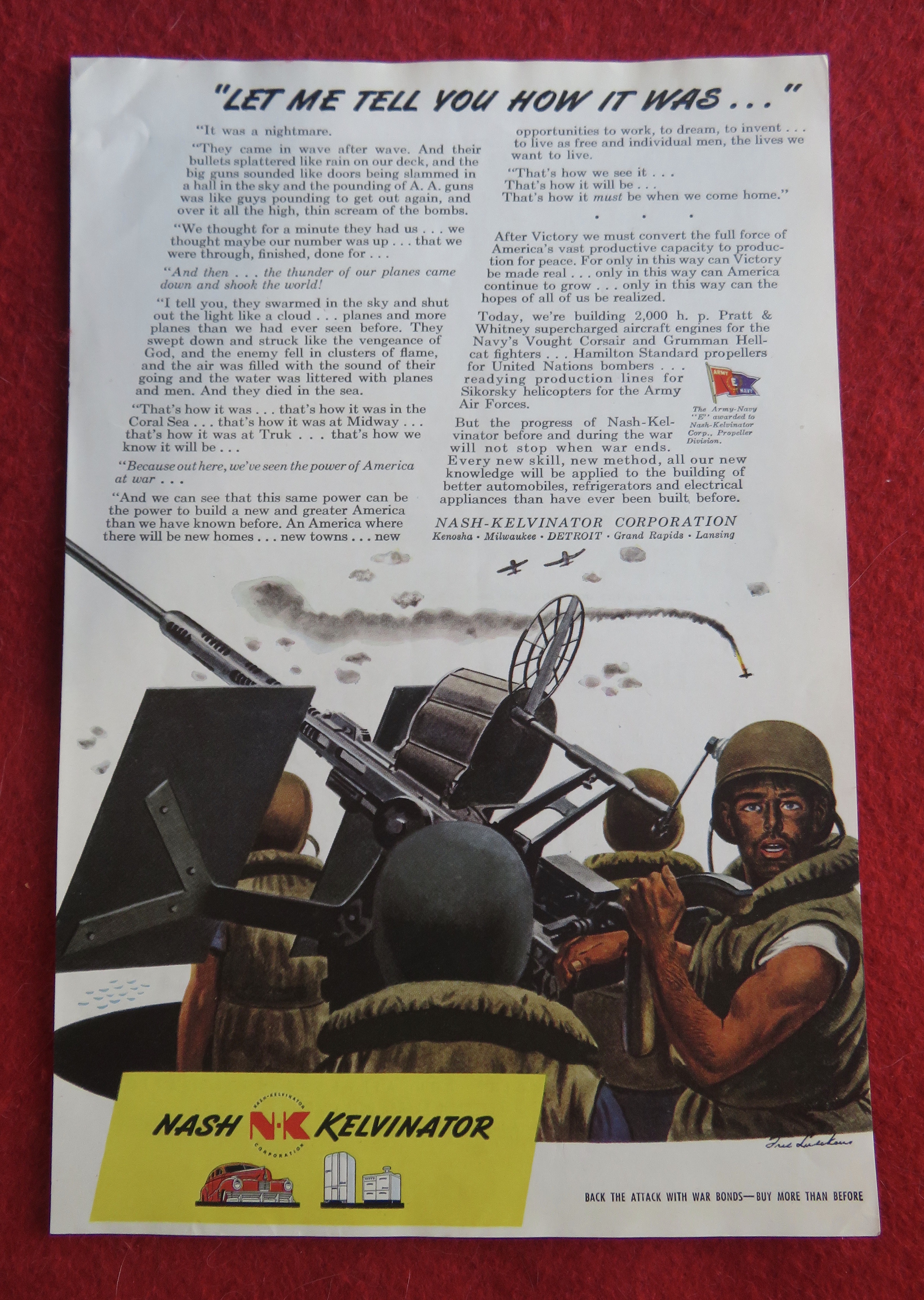 1944 Kelvinator with Soldiers Shooting A Big Gun