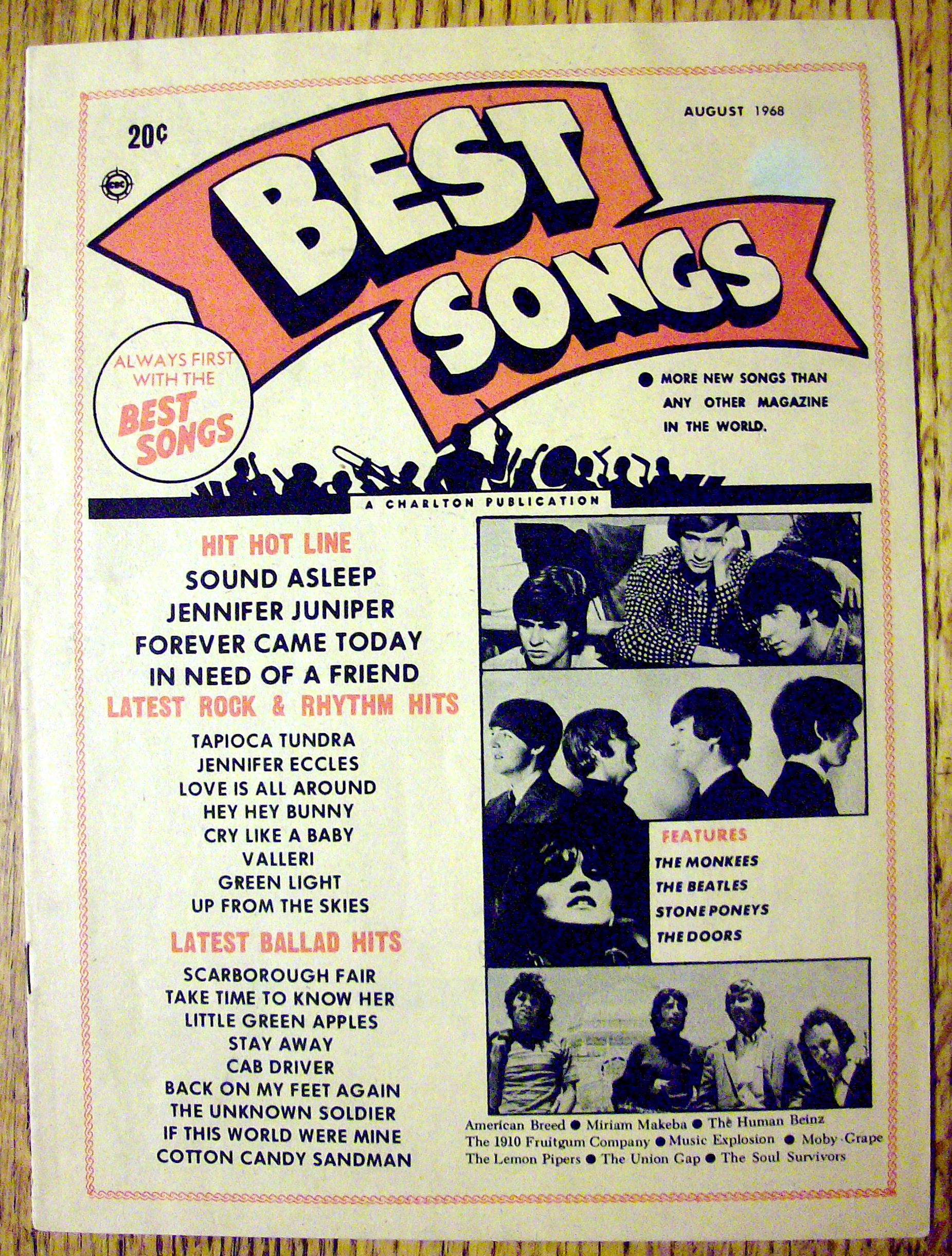Best Songs Magazine August 1968 Monkees & Beatles