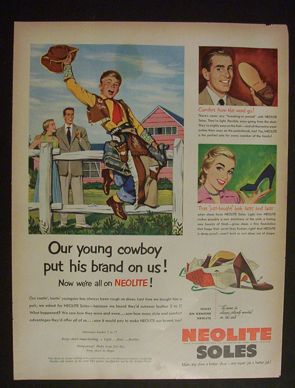 1951 Neolite Soles with Boy Dressed as Cowboy