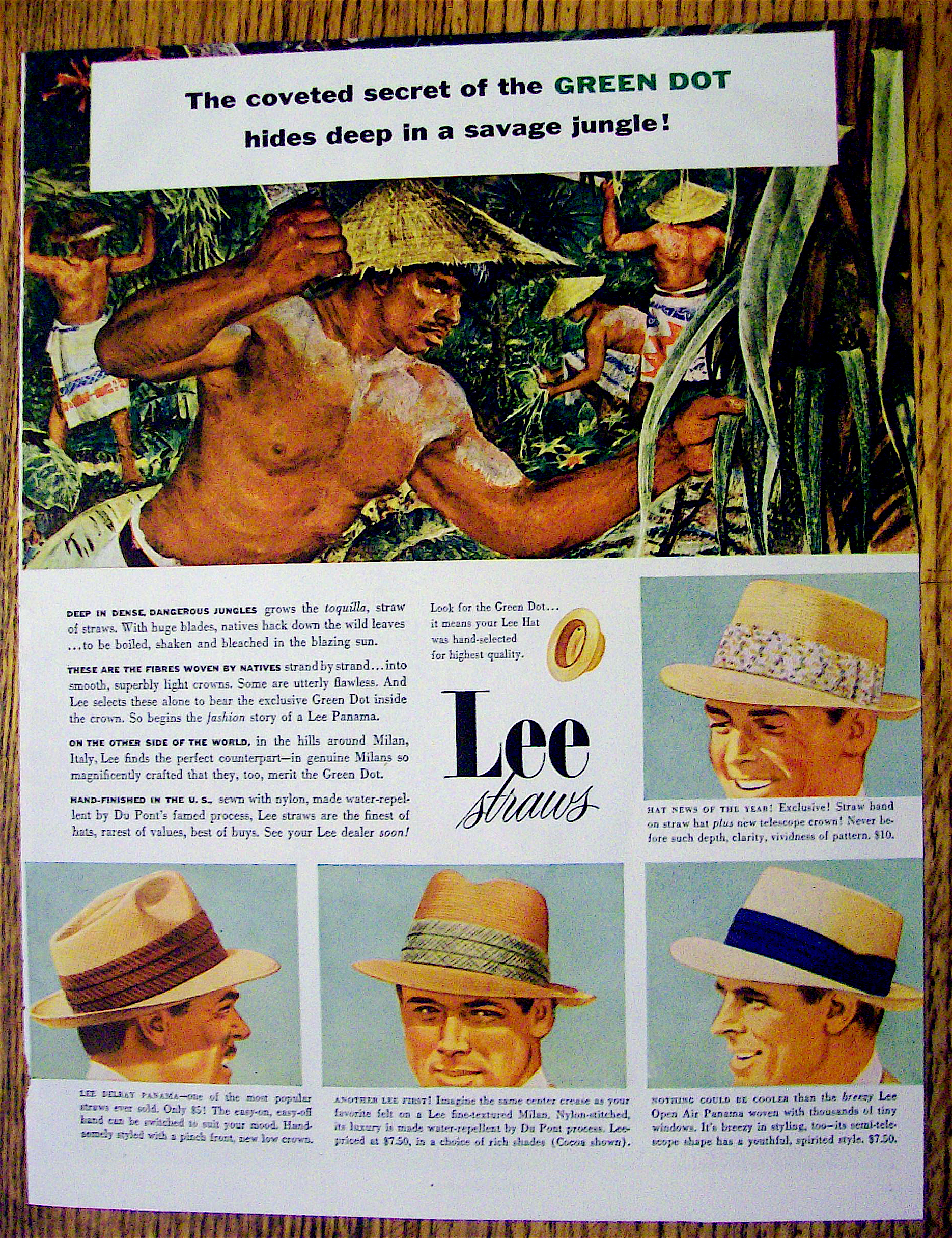 1954 Lee Straw Hats with Savage Jungle