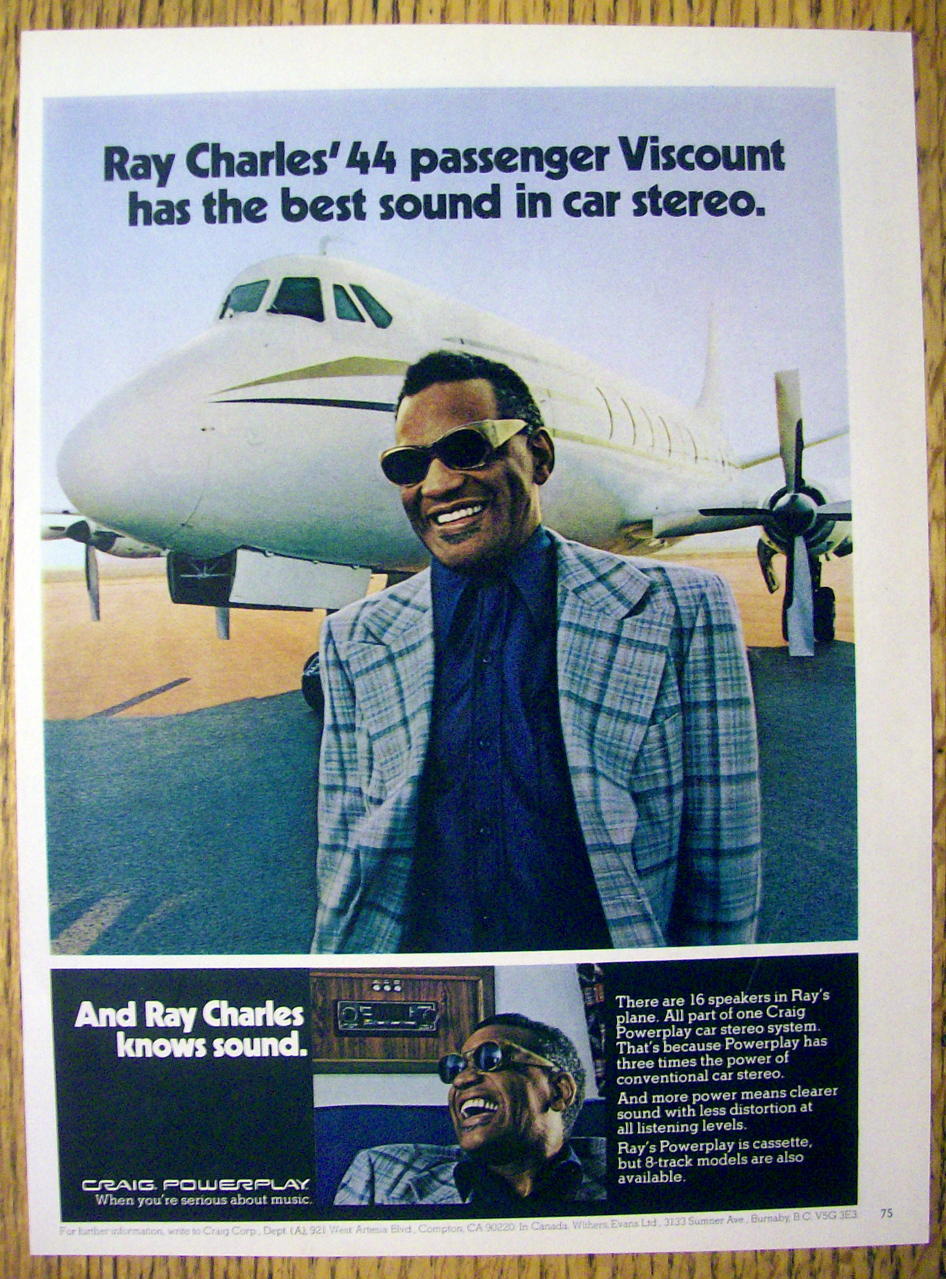 1976 Craig Powerplay Car Stereo with Ray Charles