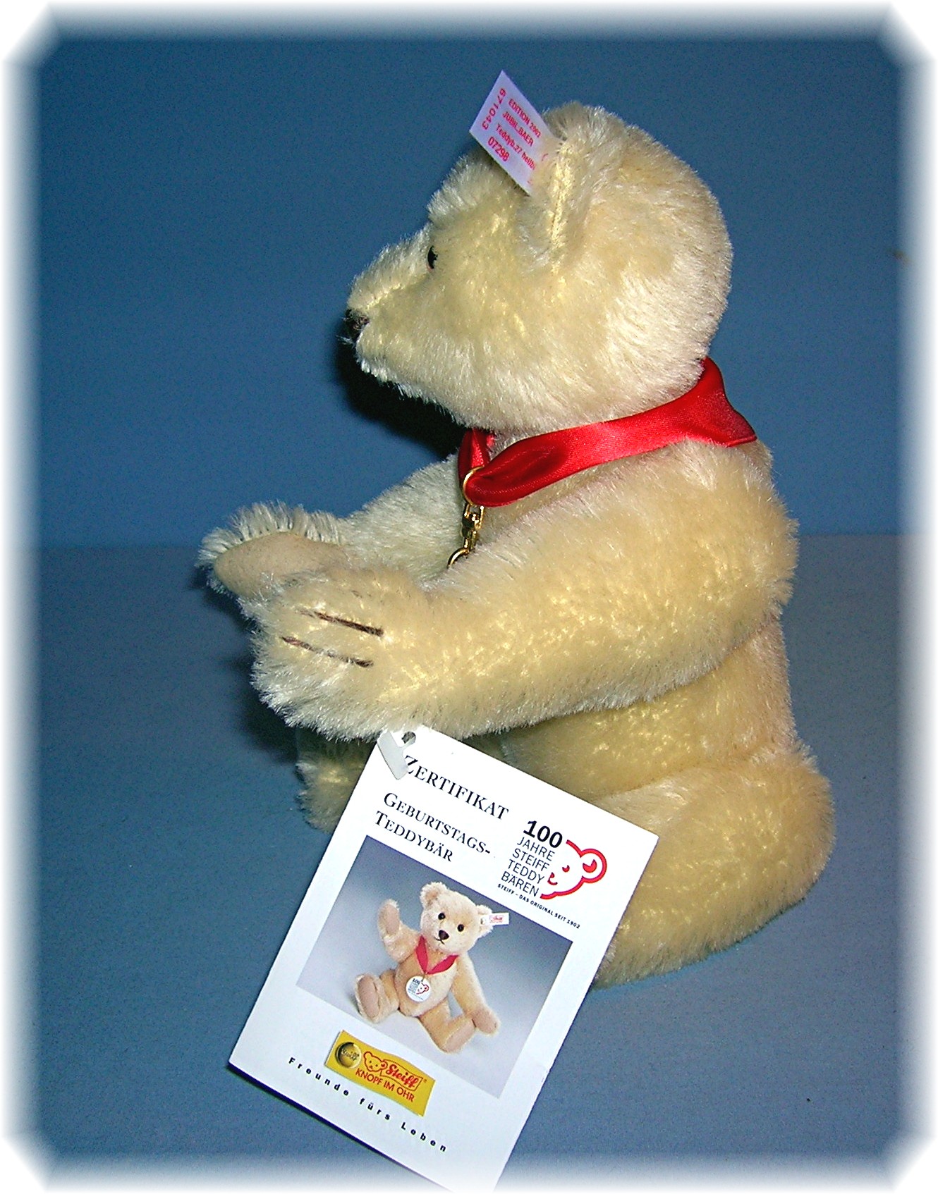 White 10 Inch 2002 Anniversary STEIFF Teddy Bear