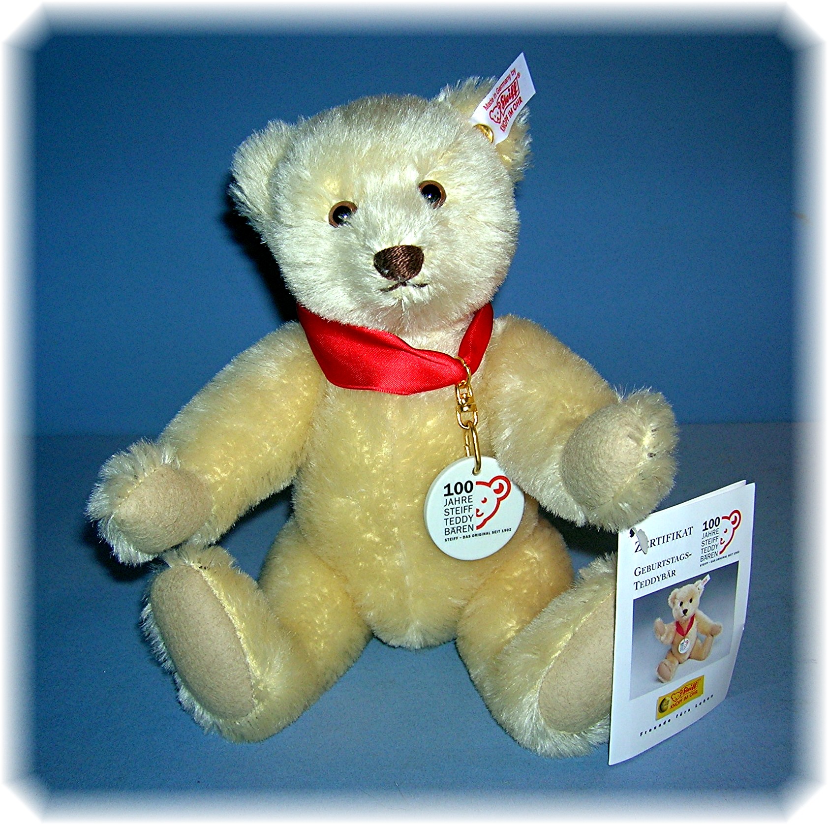 White 10 Inch 2002 Anniversary STEIFF Teddy Bear