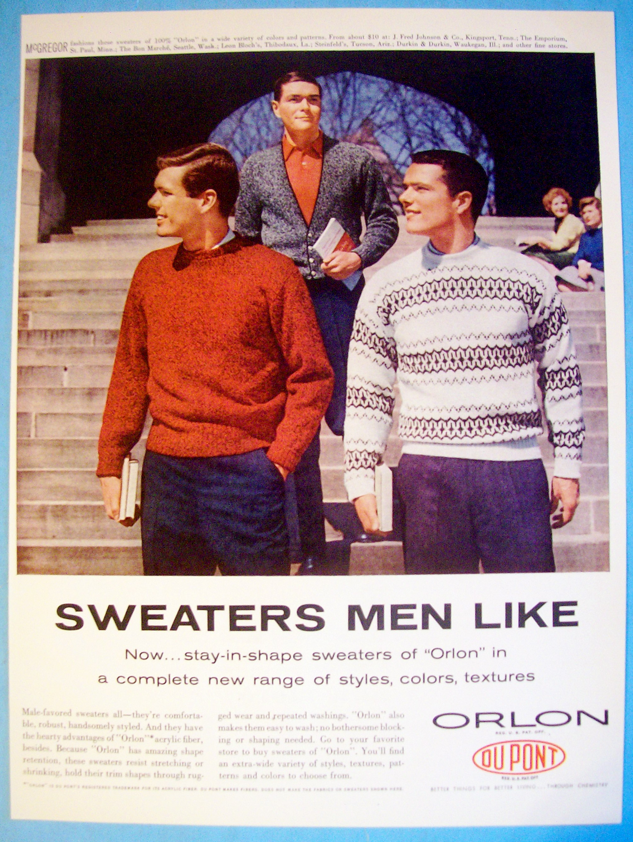 1958 Orlon Sweaters with Three Men In Sweaters