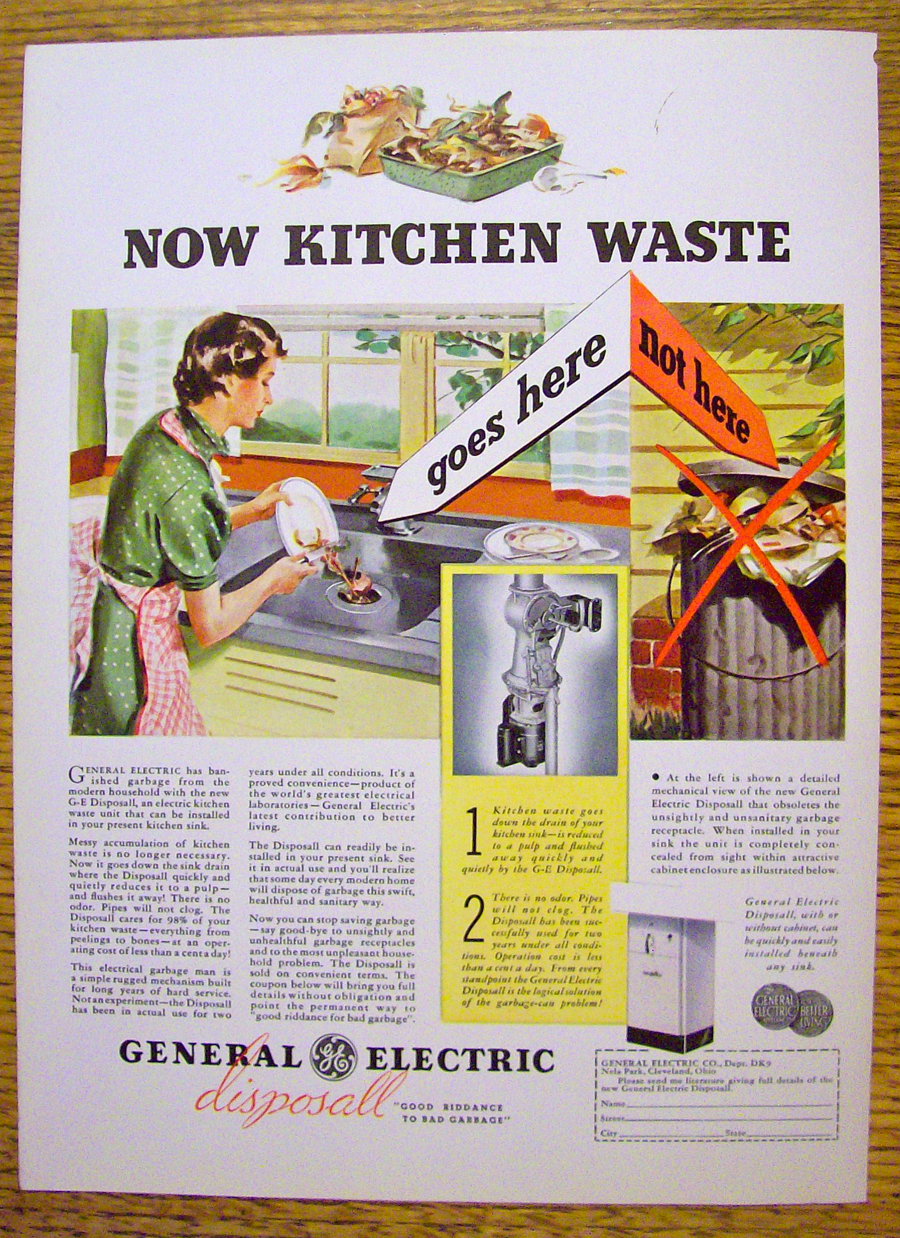 1936 General Electric Disposal w/ Woman Scrapping Plate