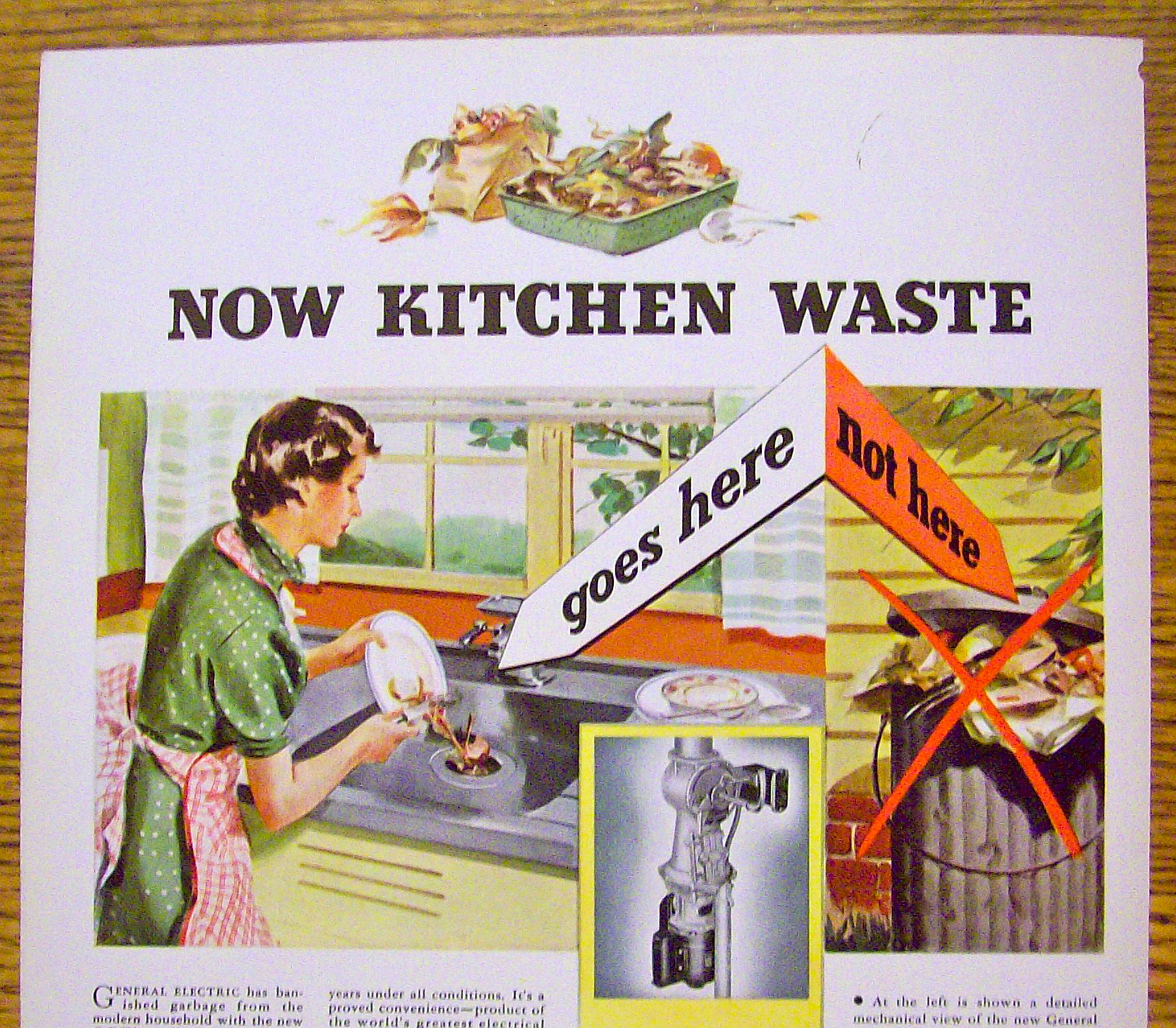 1936 General Electric Disposal w/ Woman Scrapping Plate