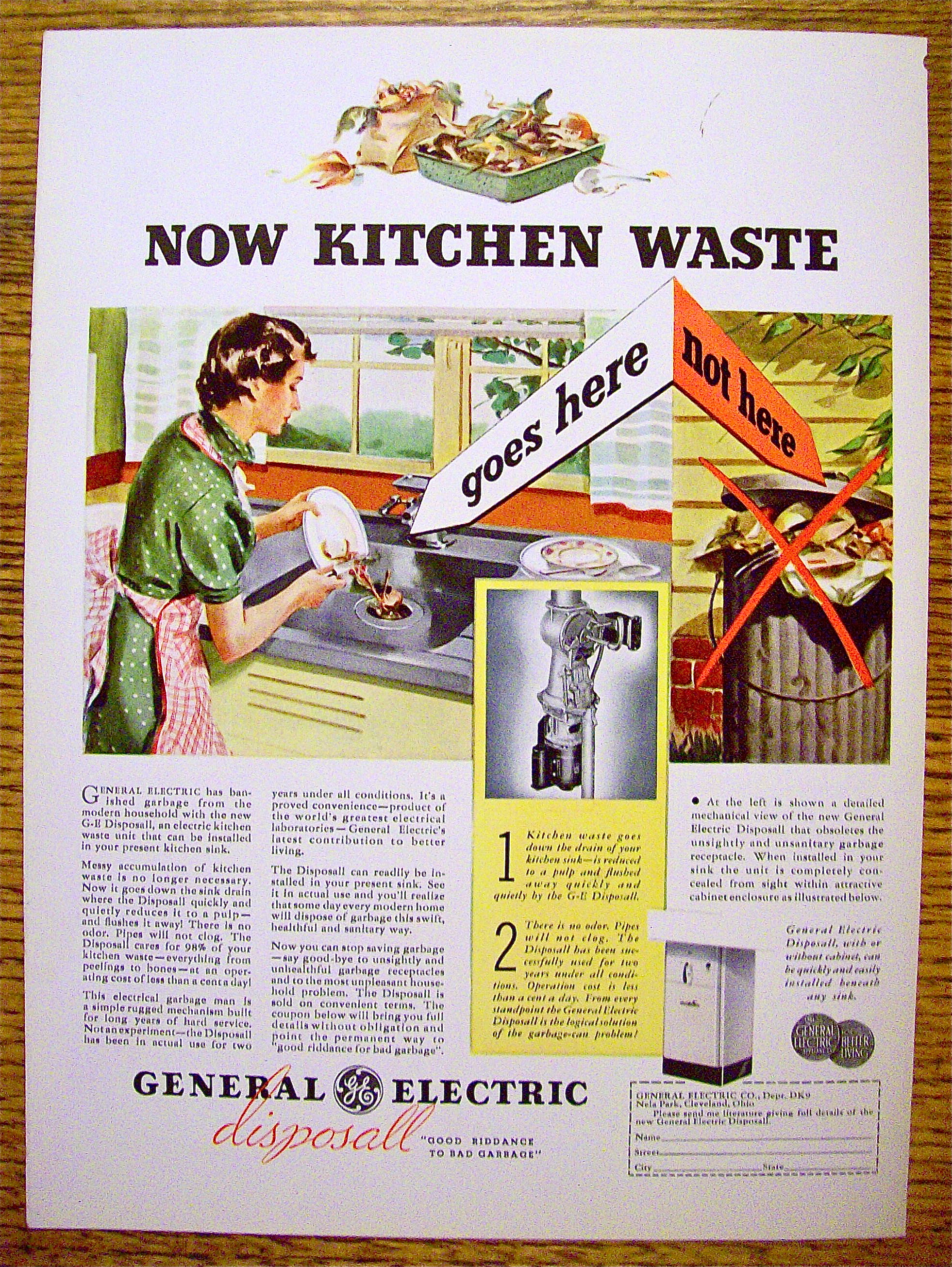 1936 General Electric Disposal w/ Woman Scrapping Plate