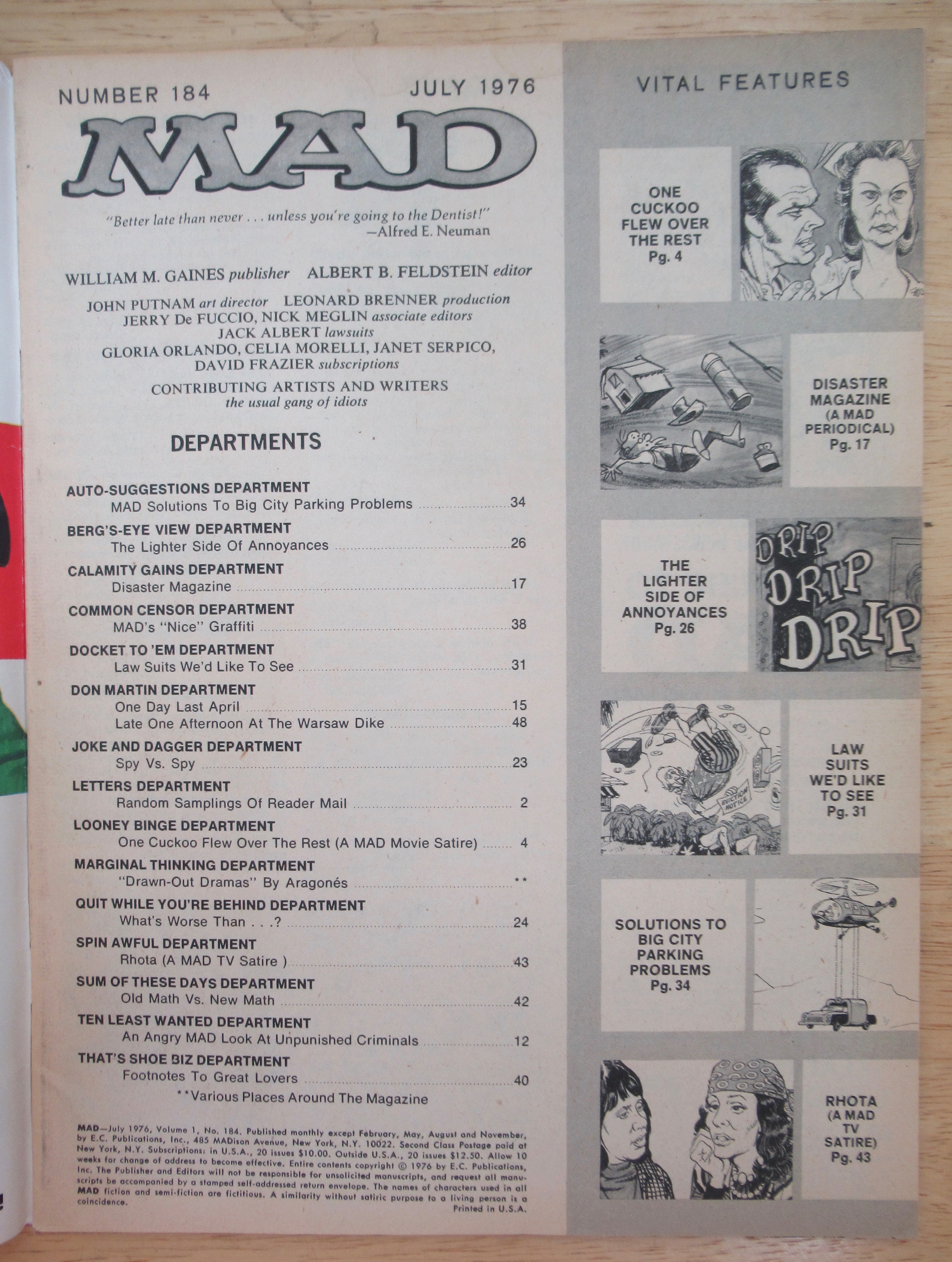 Mad Magazine #184 July 1976 Bring Back Arbor Day