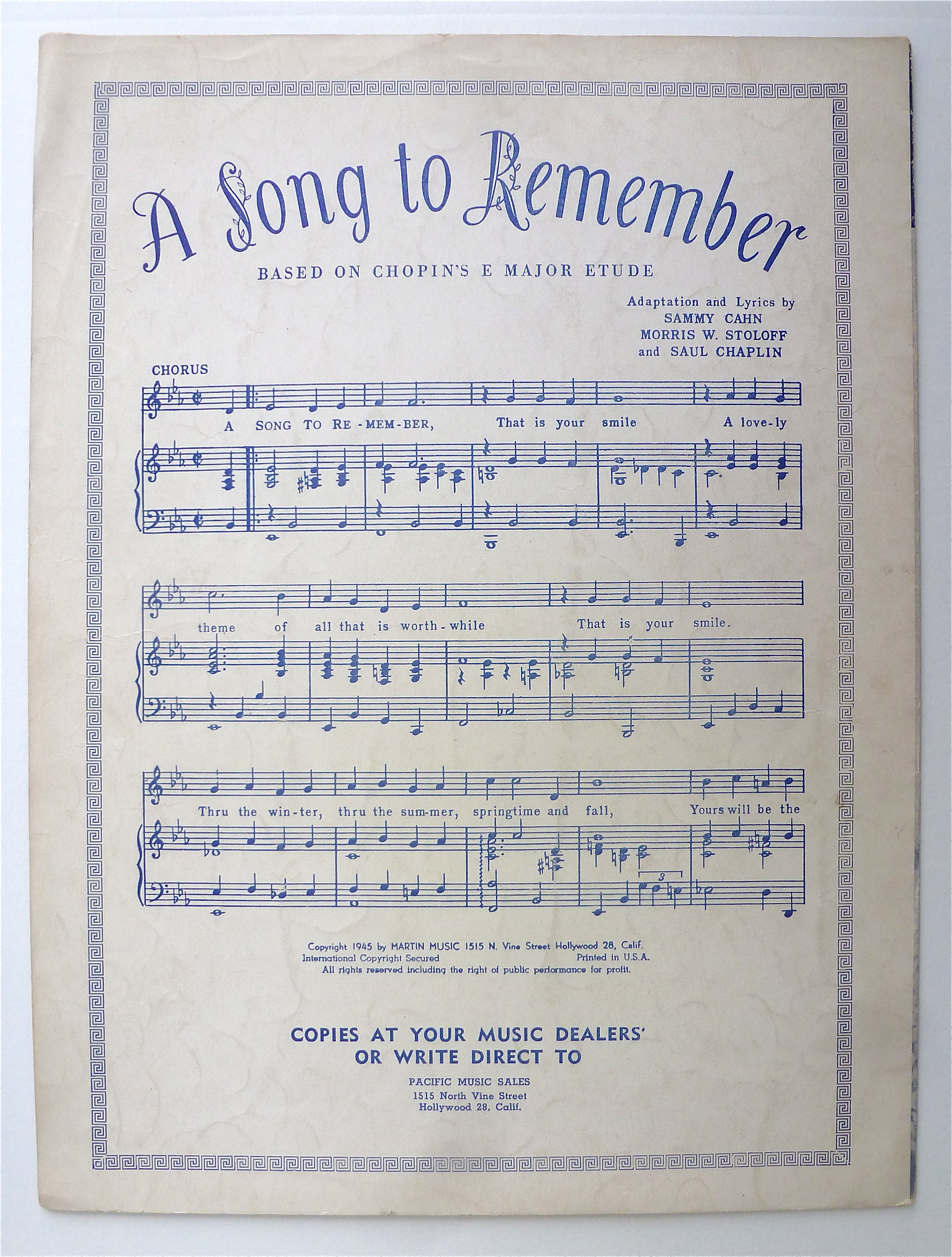 Sheet Music For 1945 Lily Belle