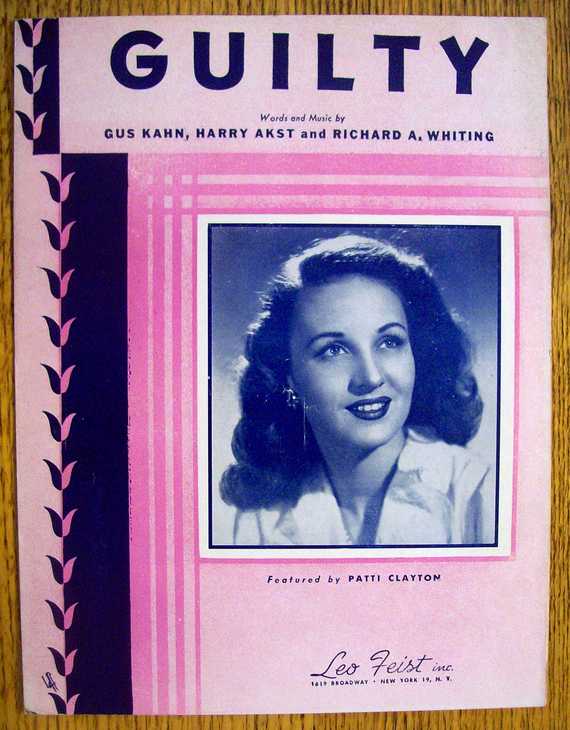 Sheet Music For 1946 Guilty (Patti Clayton)