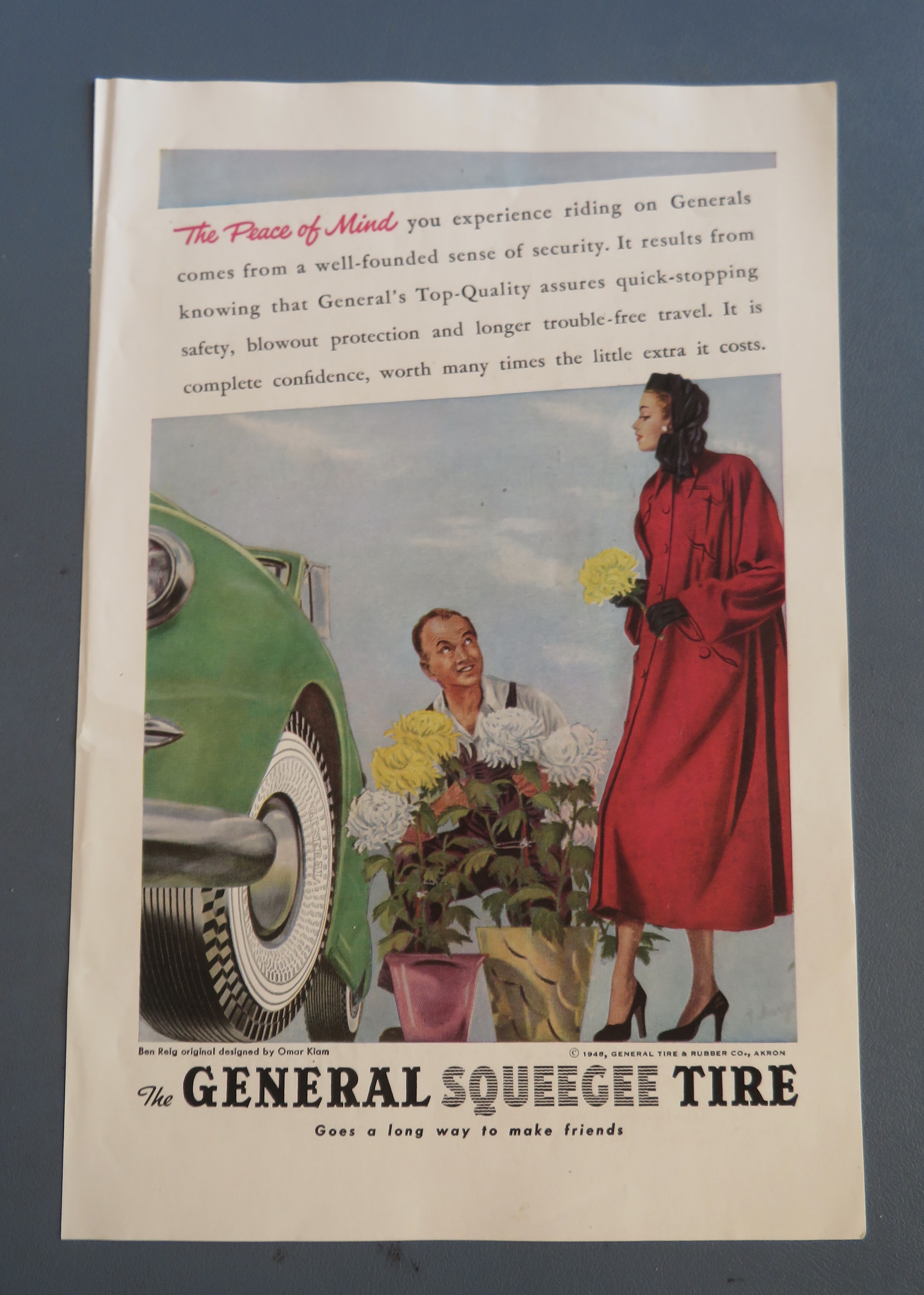 1948 General Squeegee Tire with Woman & Flowers