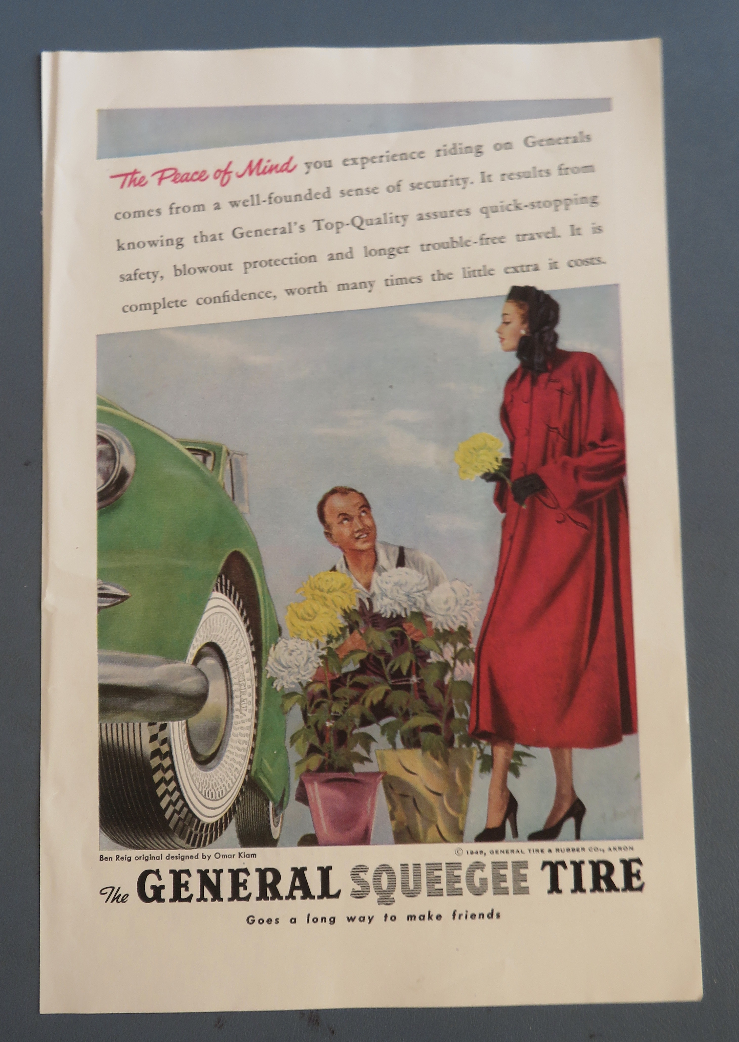 1948 General Squeegee Tire with Woman & Flowers